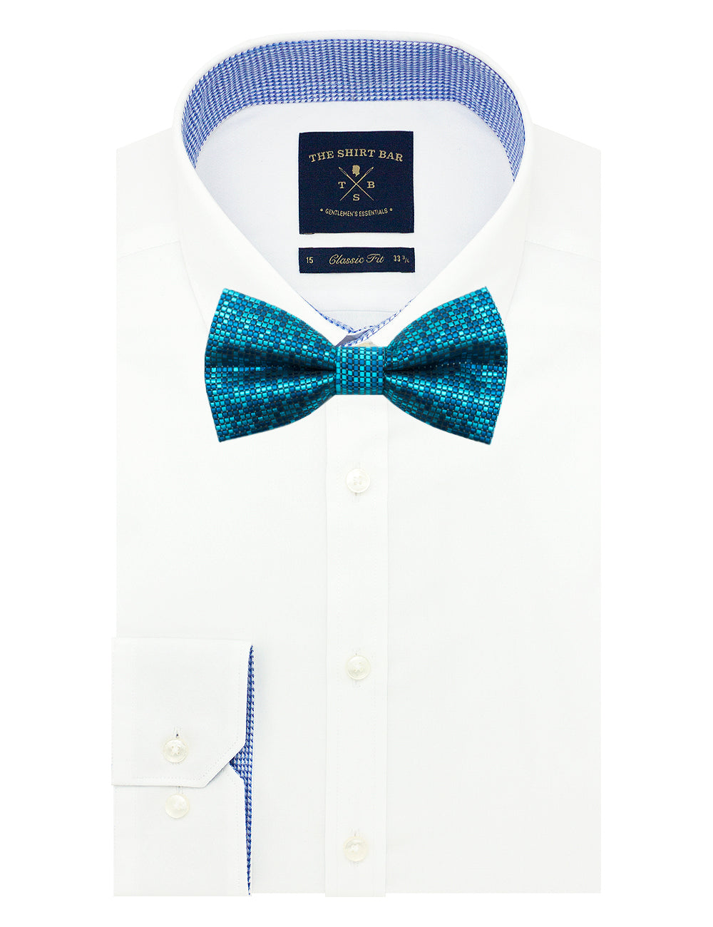 Turquoise Checks Woven Bowtie
