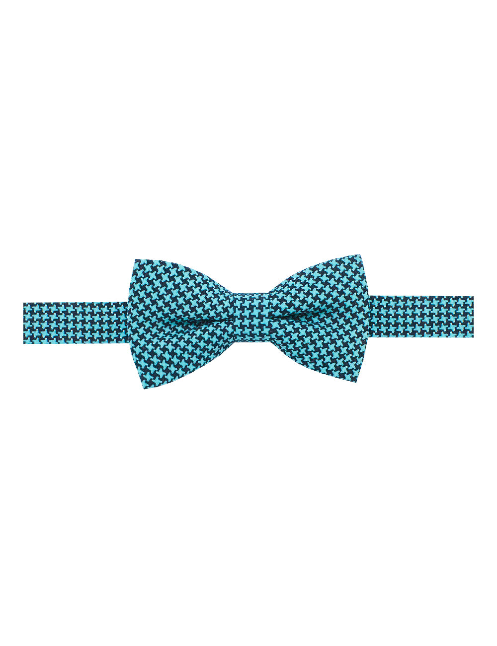 Turquoise and Black Pattern Woven Bowtie
