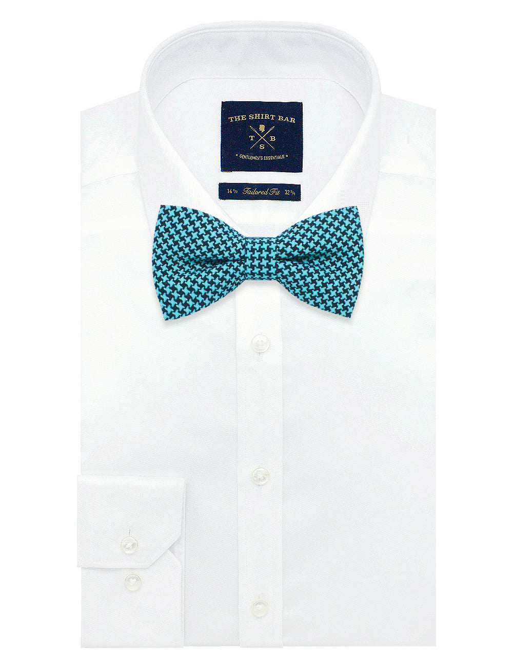 Turquoise and Black Pattern Woven Bowtie