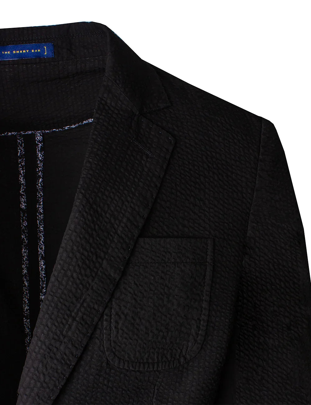 Black Seersucker Tailored Fit Single Breasted Blazer — The Shirt Bar