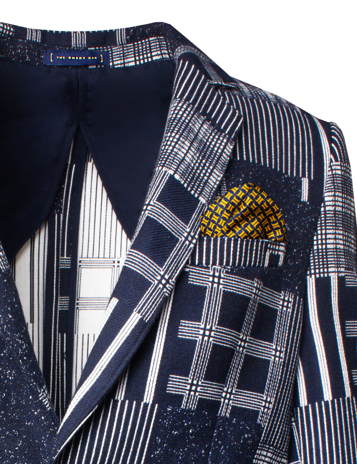 Blue & White Patchwork Single Breasted Blazer