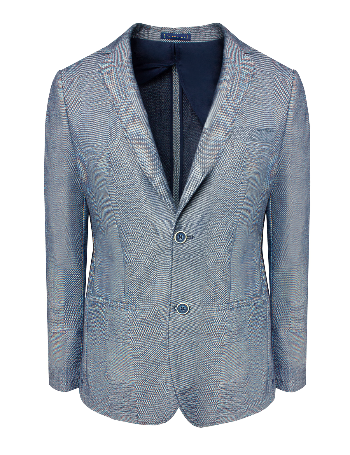 Denim Blue Pattern Single Breasted Blazer