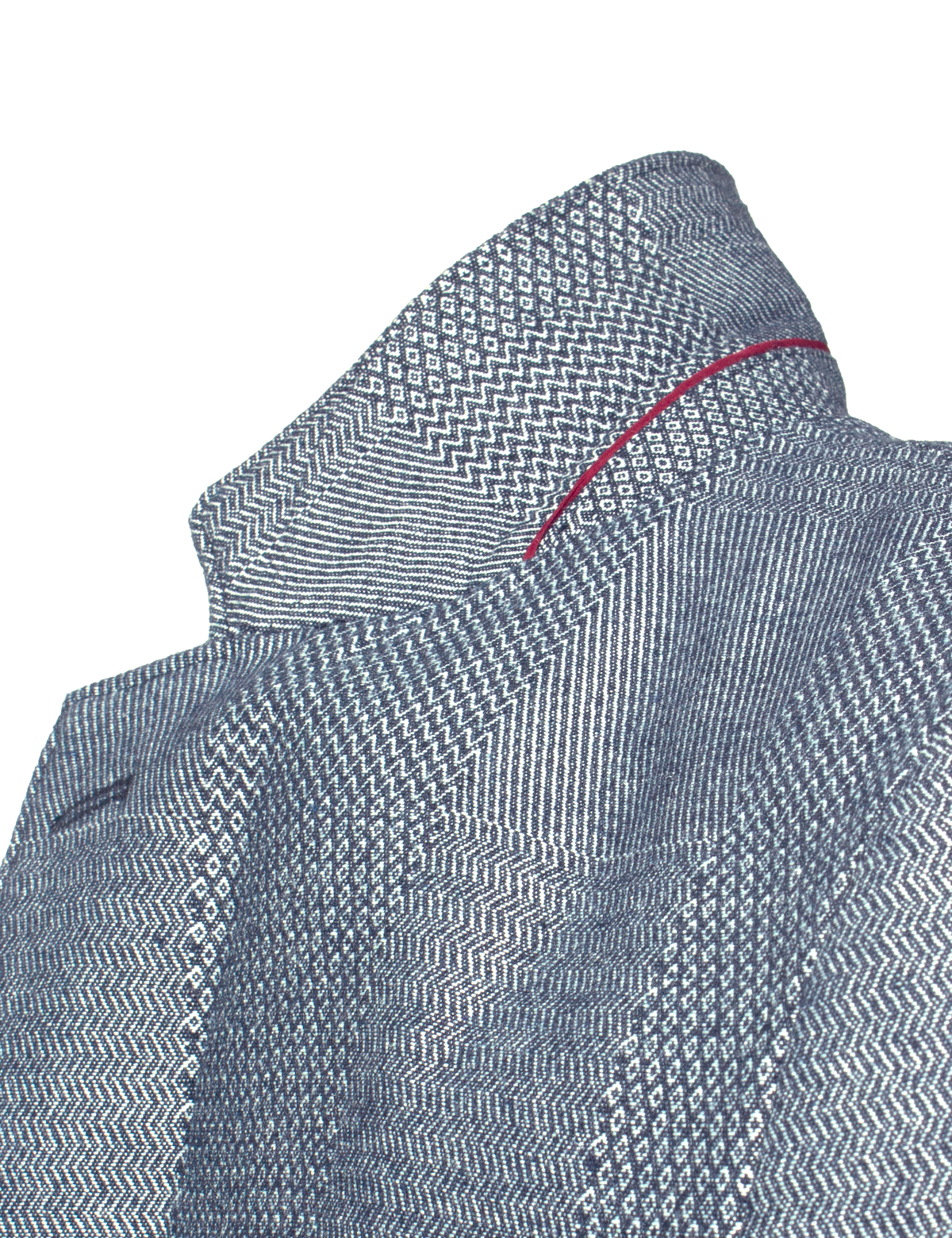 Denim Blue Pattern Single Breasted Blazer