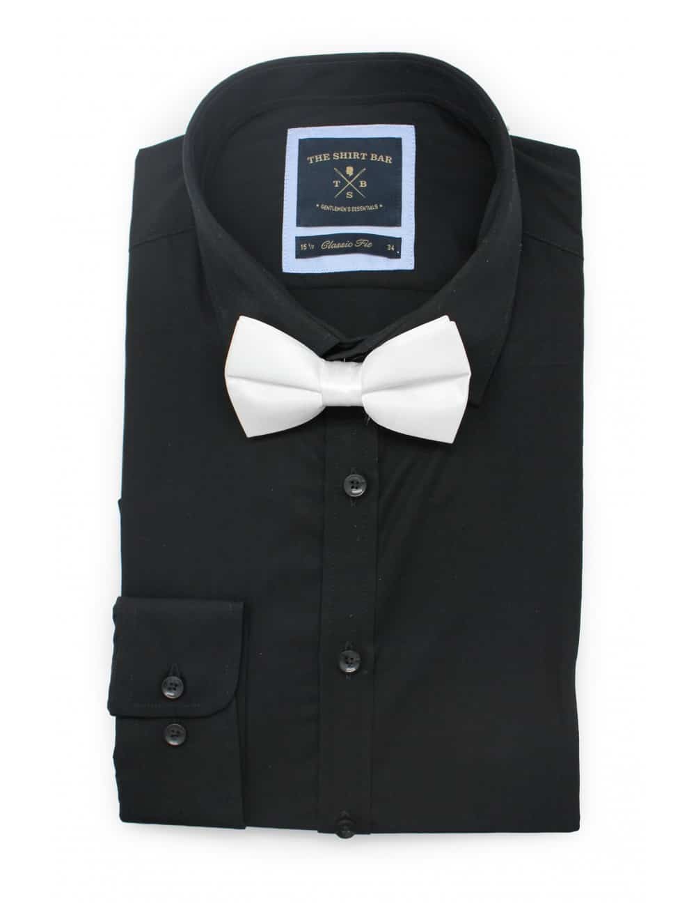Solid White Woven Bowtie