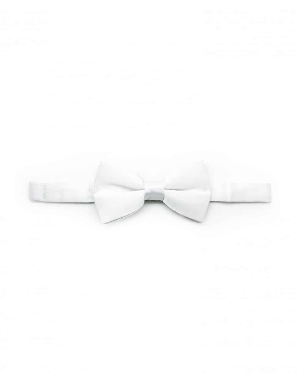 Solid White Woven Bowtie