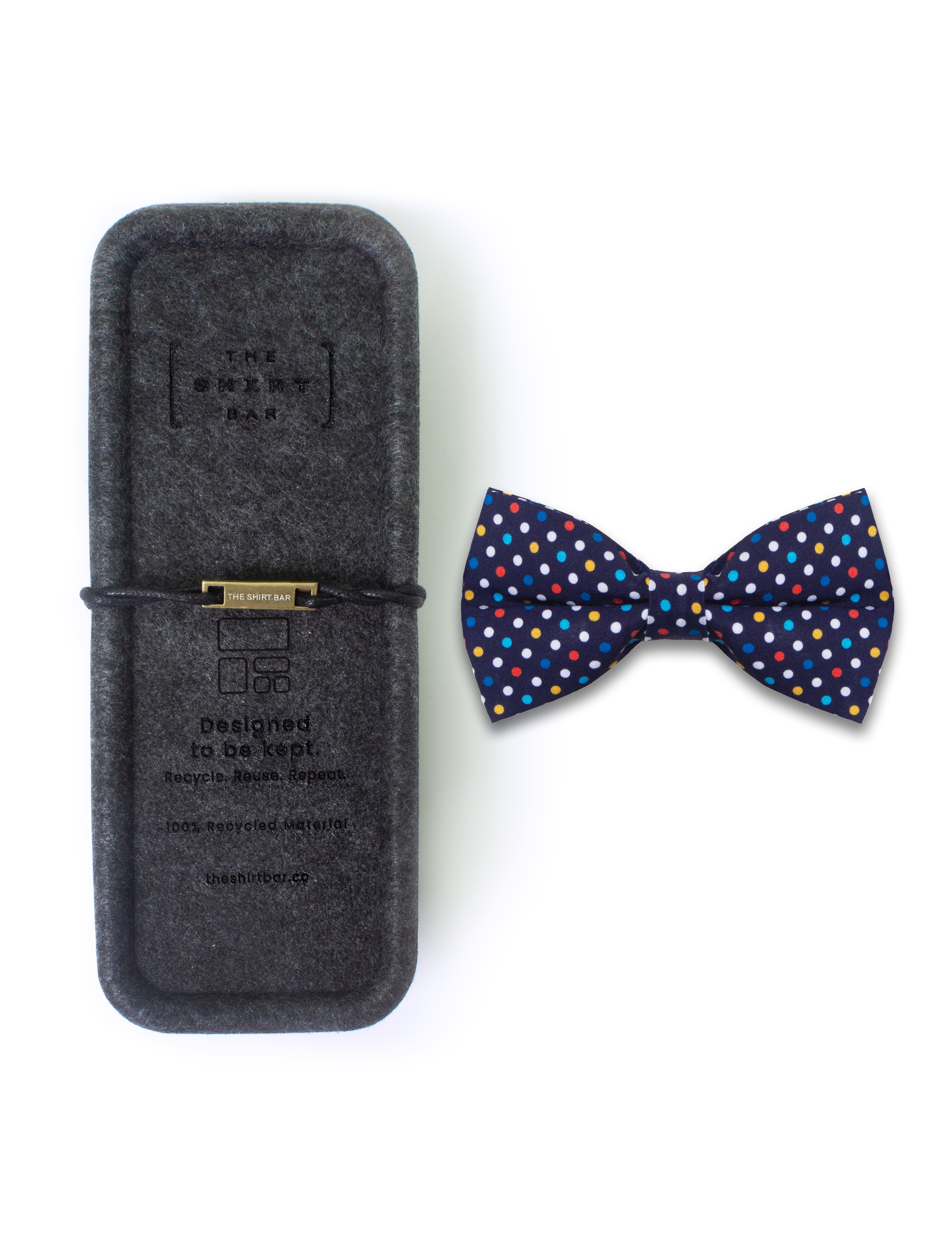 Multi Colour Polka Dot Navy Blue Print Woven Bowtie — The Shirt Bar