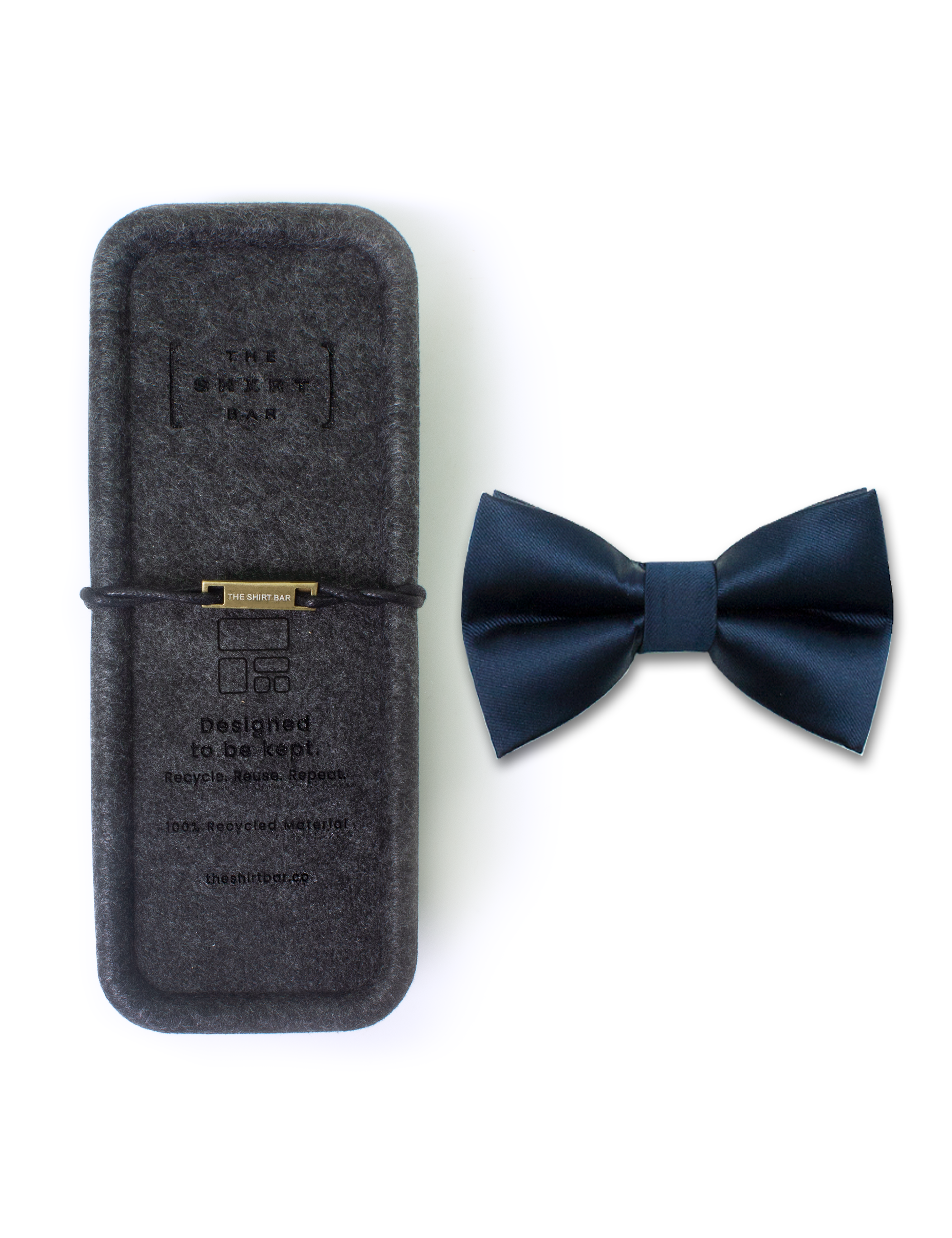 Solid Navy Woven Bowtie