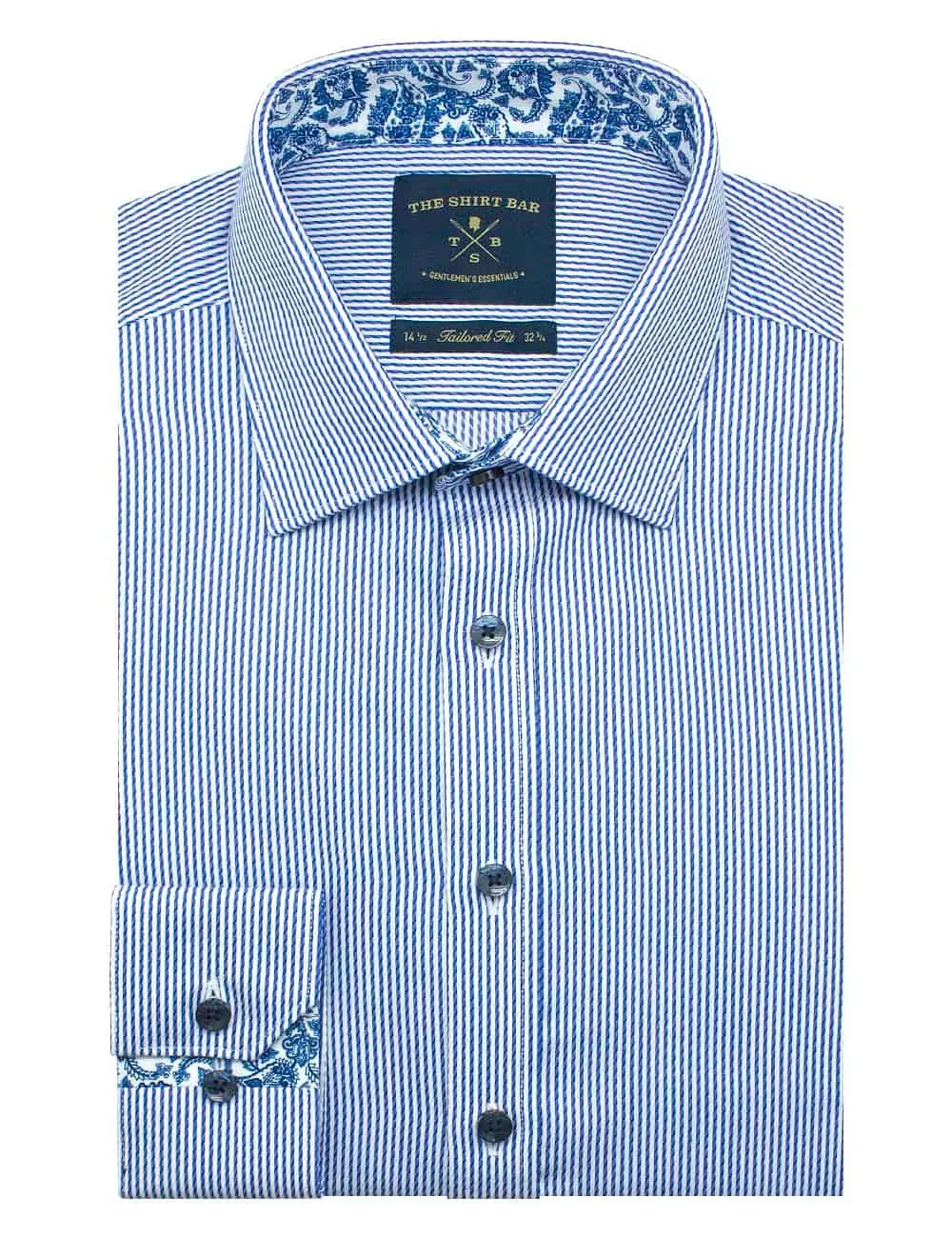 White and Blue Stripes Spill Resist Slim Fit Long Sleeve Shirt — The Shirt Bar