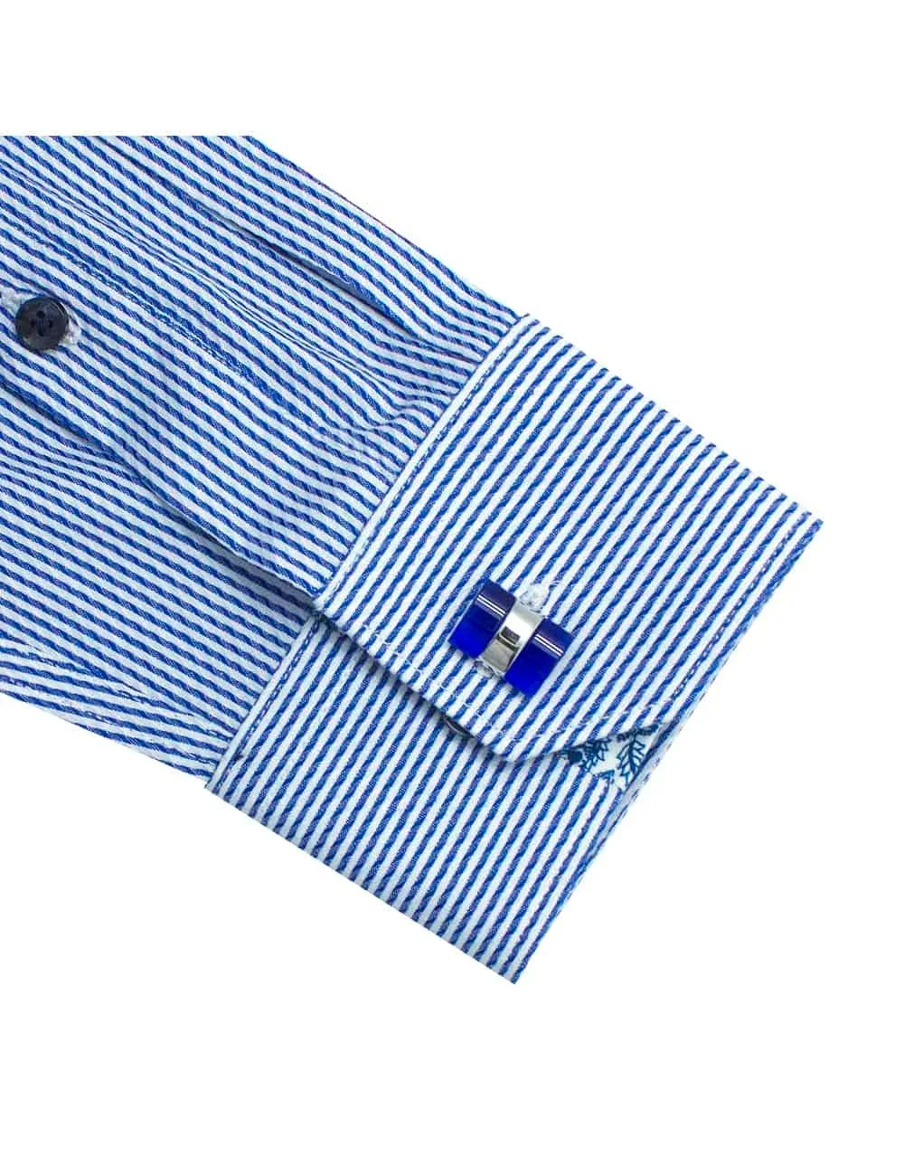 White and Blue Stripes Spill Resist Slim Fit Long Sleeve Shirt — The Shirt Bar