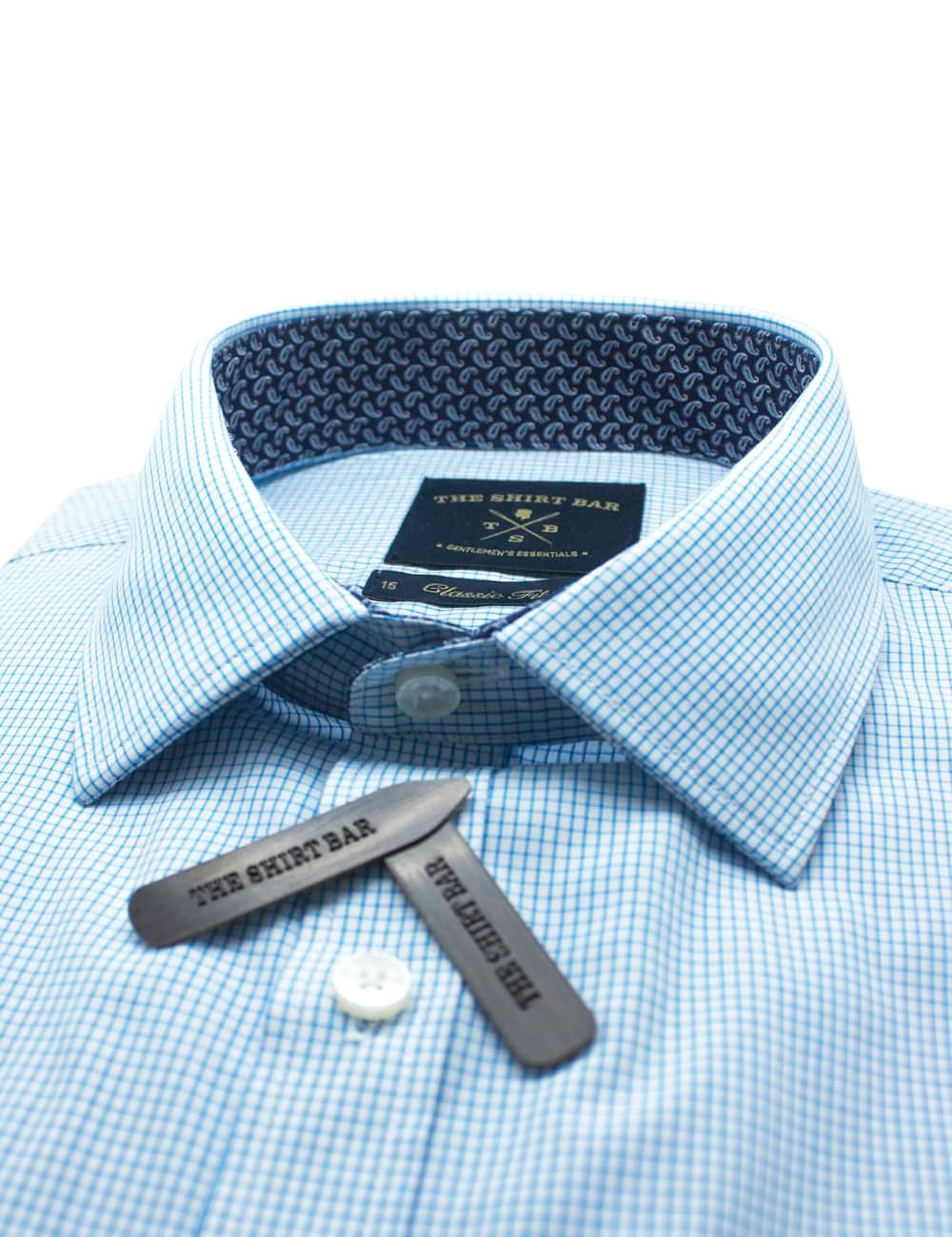 White with Blue Checks Modern Fit Long Sleeve Shirt