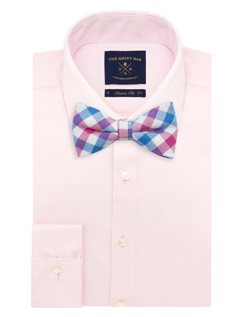 White/ Blue/ Pink Checks Woven Bowtie
