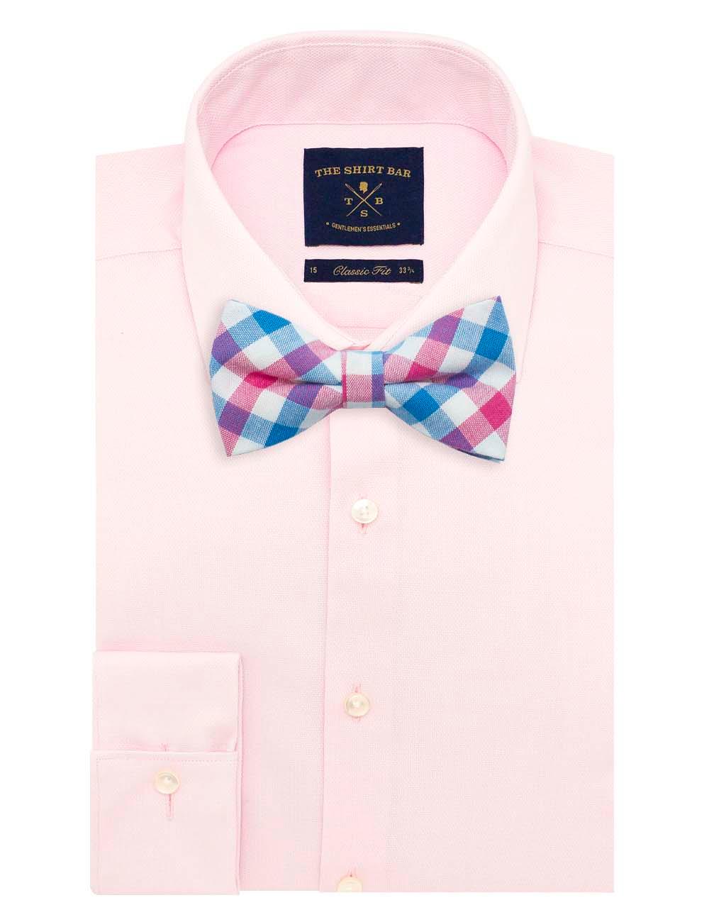 White/ Blue/ Pink Checks Woven Bowtie — The Shirt Bar
