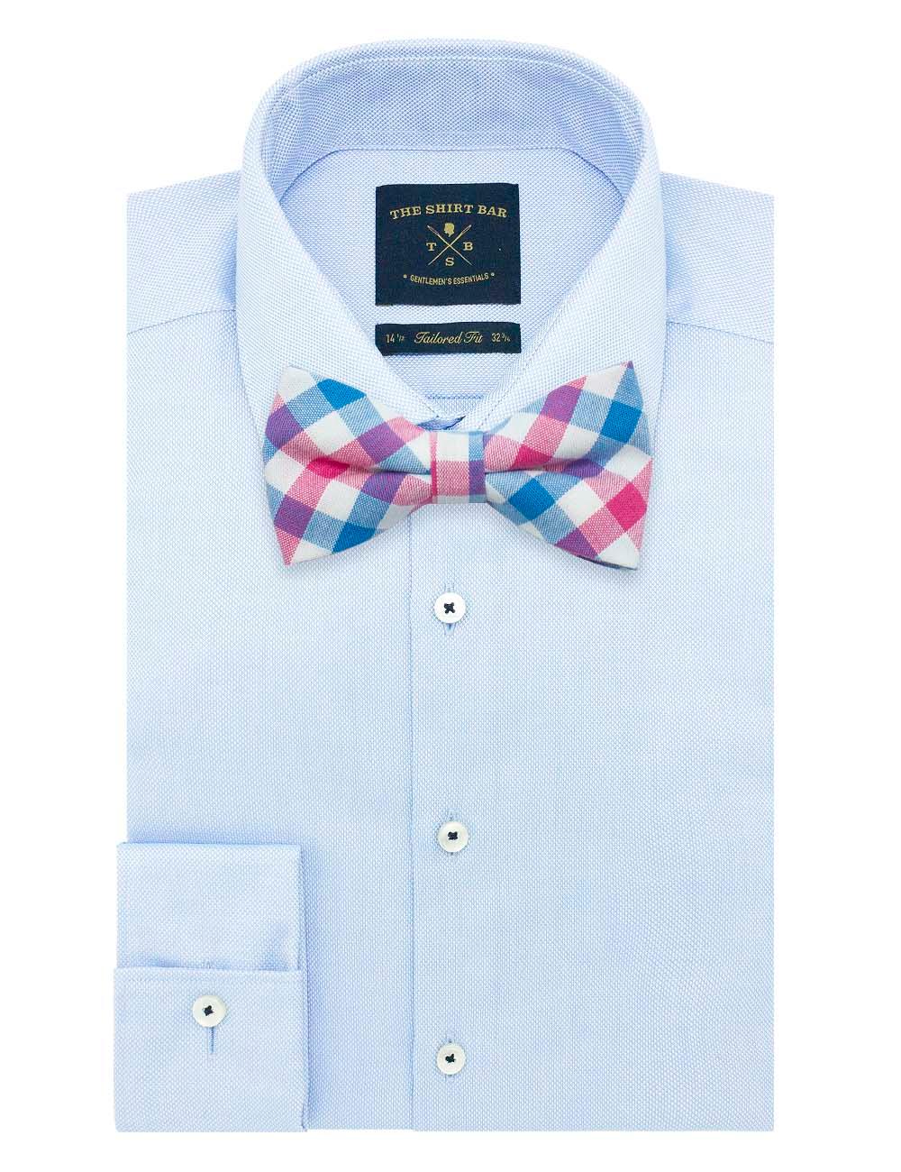 White/ Blue/ Pink Checks Woven Bowtie — The Shirt Bar