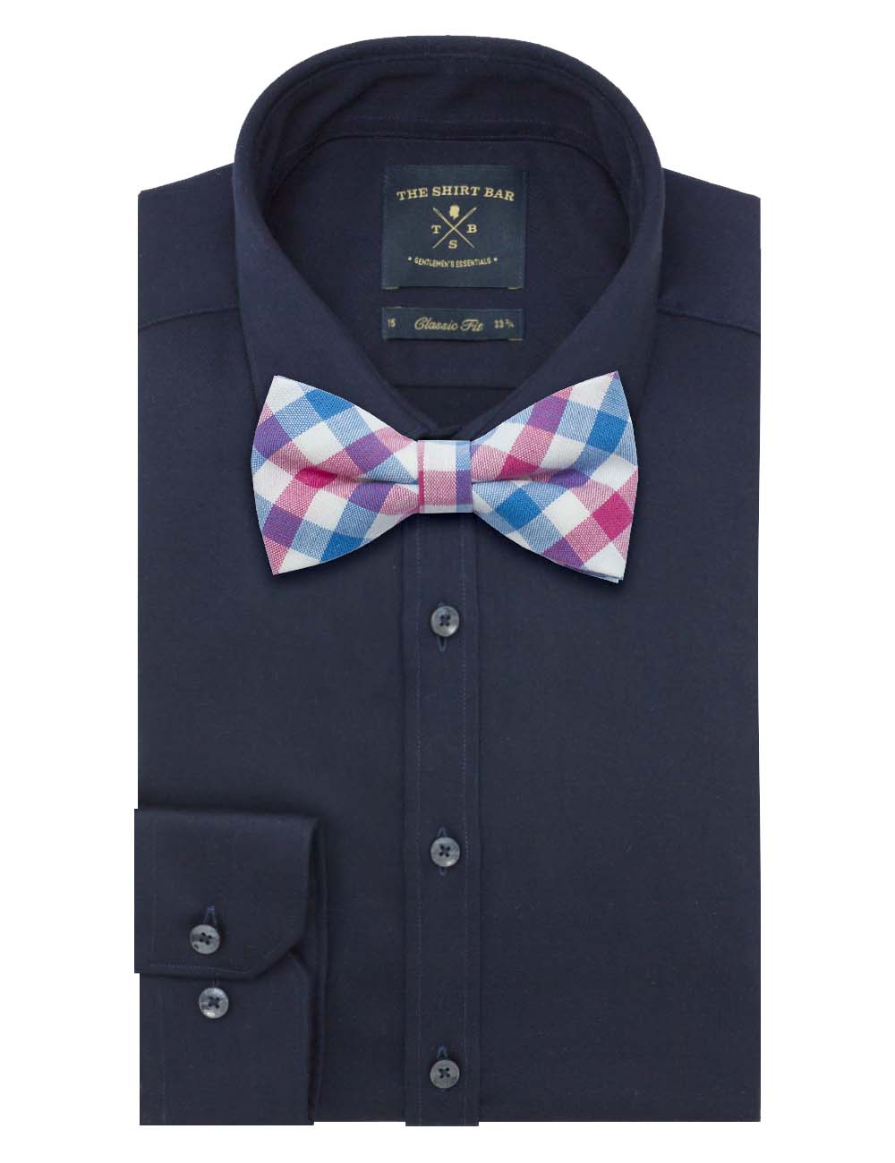 White/ Blue/ Pink Checks Woven Bowtie