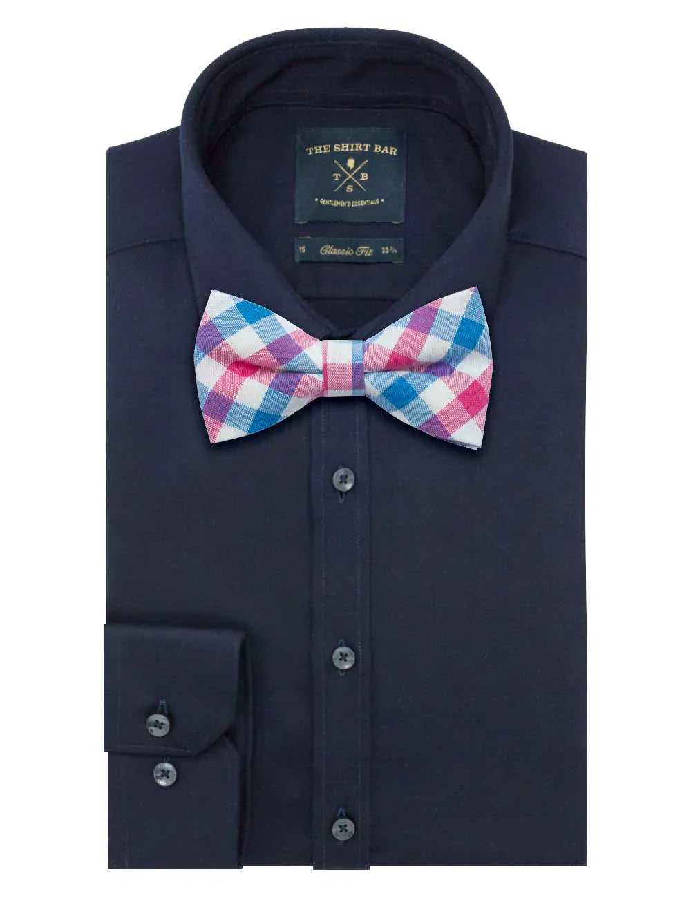 White/ Blue/ Pink Checks Woven Bowtie — The Shirt Bar