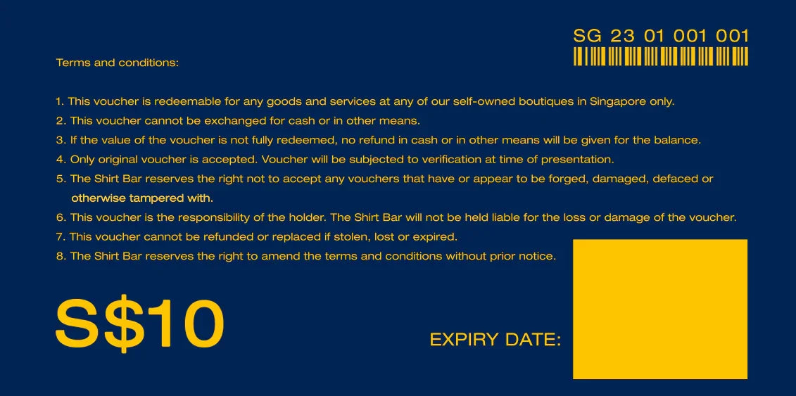 $10 Physical Gift Voucher (for purchase in-store) — The Shirt Bar