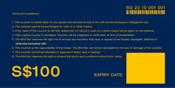 RM100 Digital Gift Voucher (for purchase online) — The Shirt Bar