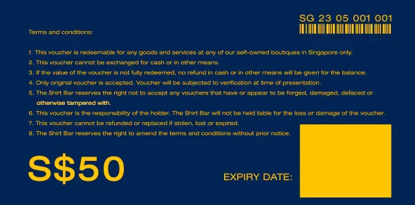 RM50 Digital Gift Voucher (for purchase online) — The Shirt Bar