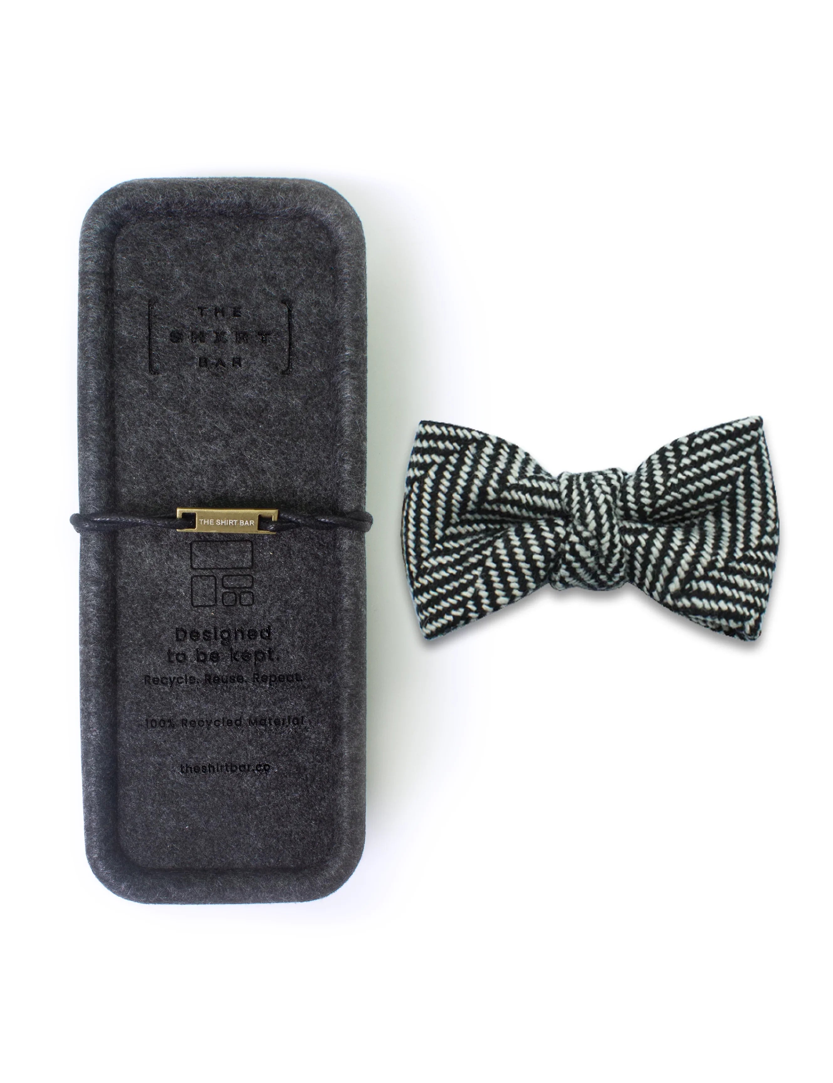 Black and White Herringbone Woven Bowtie — The Shirt Bar