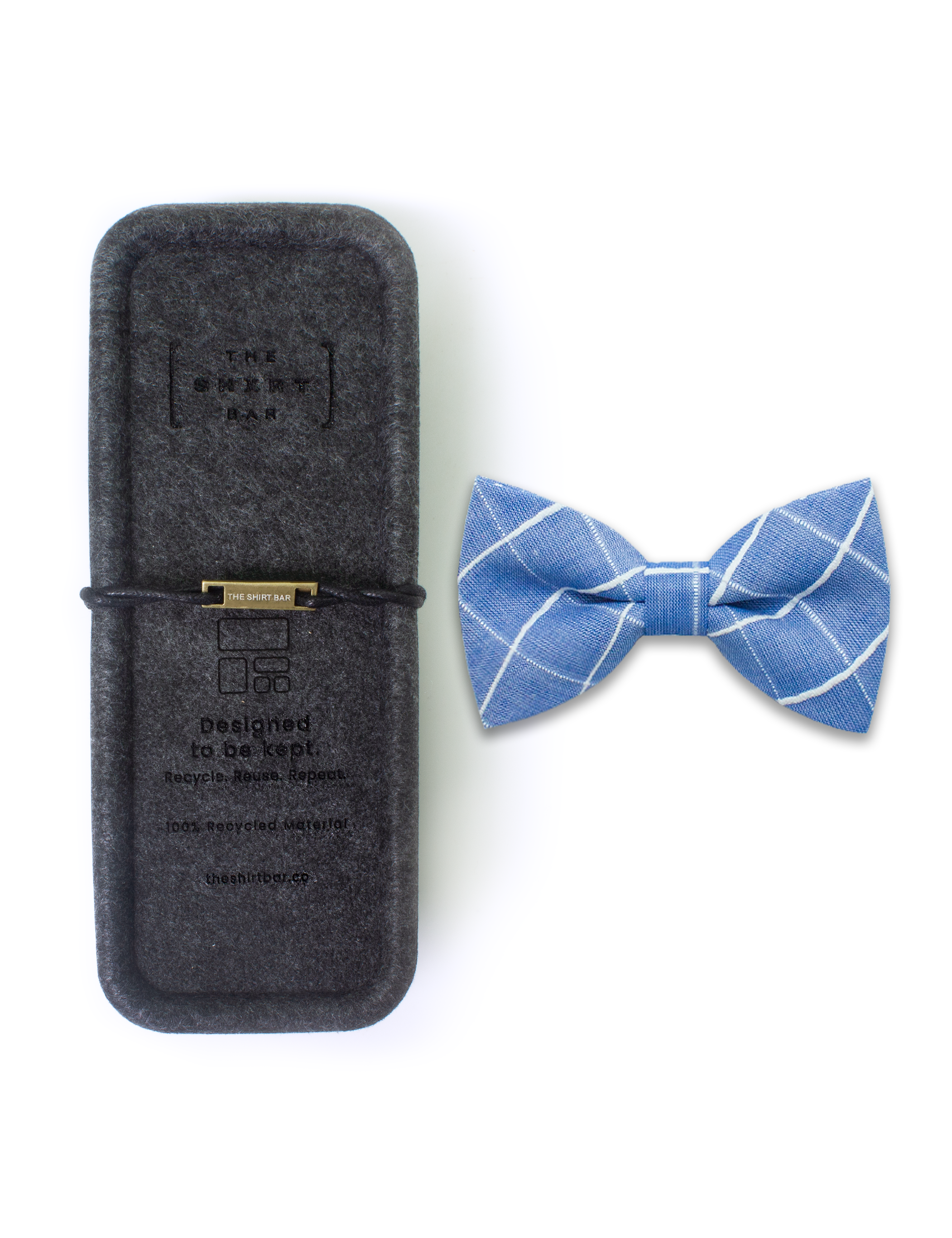 Blue with White Checks Woven Bowtie