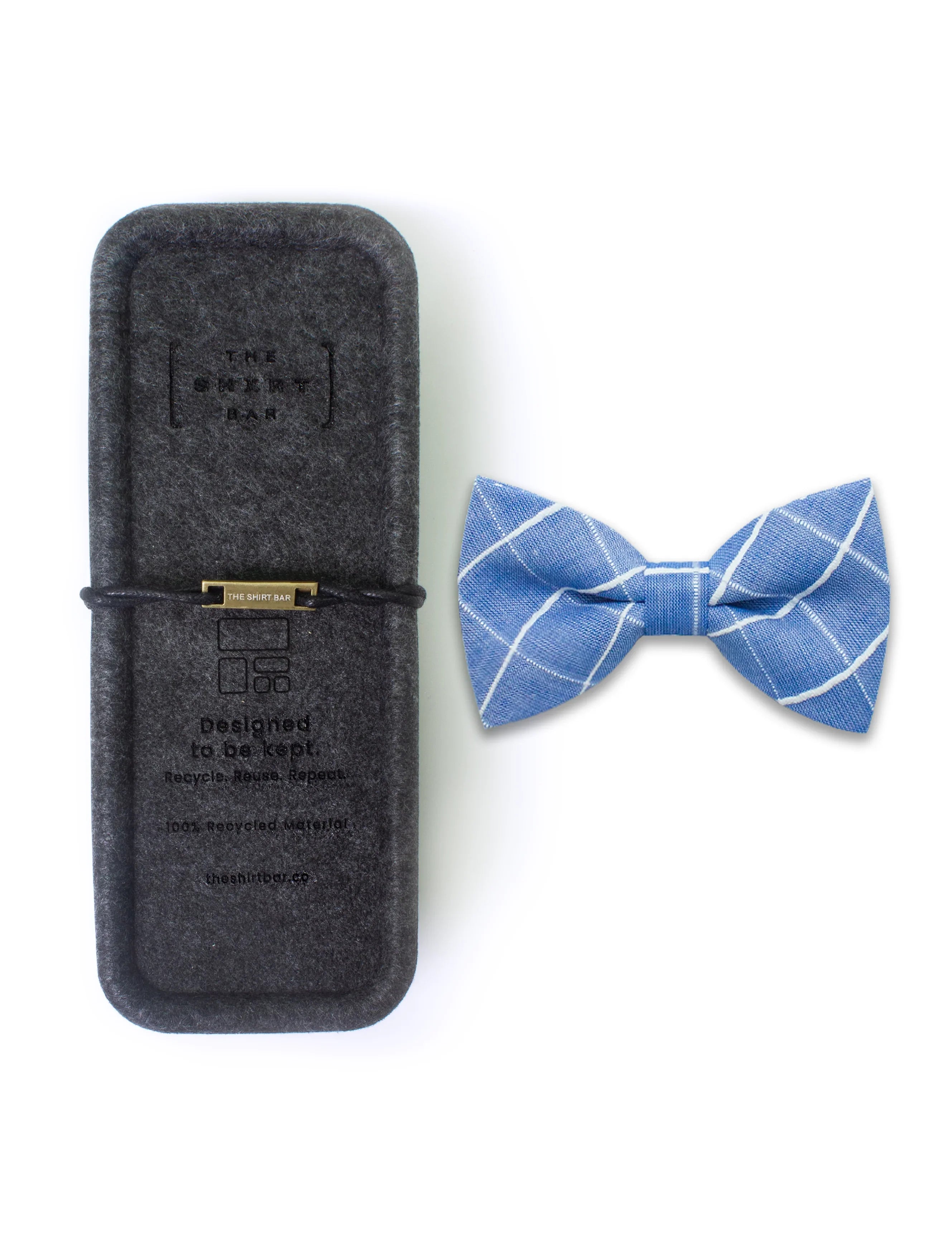 Blue with White Checks Woven Bowtie — The Shirt Bar