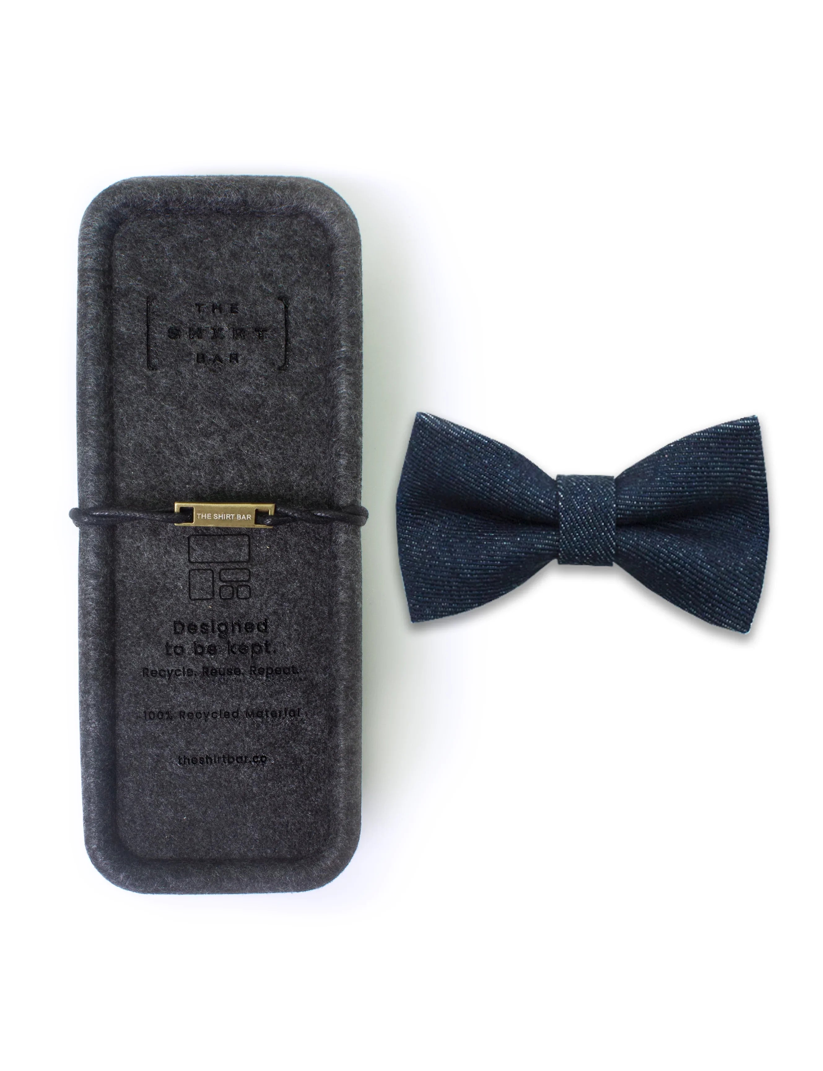 Dark Blue Denim Woven Bowtie — The Shirt Bar