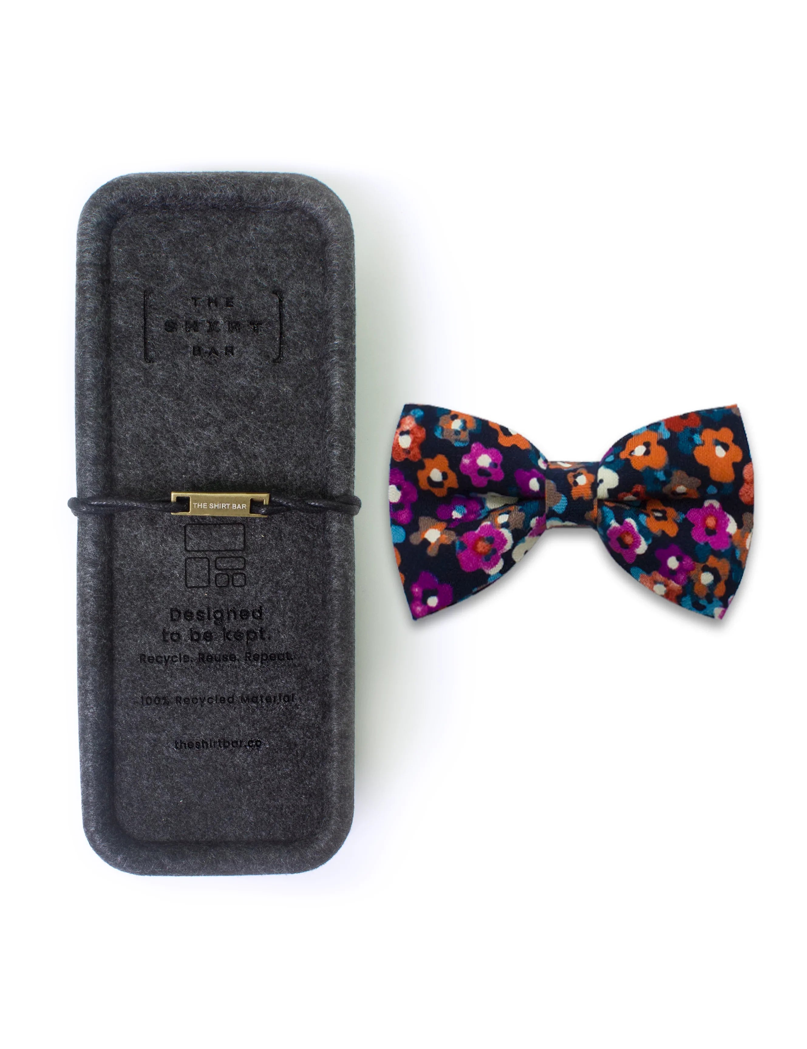 Navy with Pink and White Floral Pint Woven Bowtie — The Shirt Bar