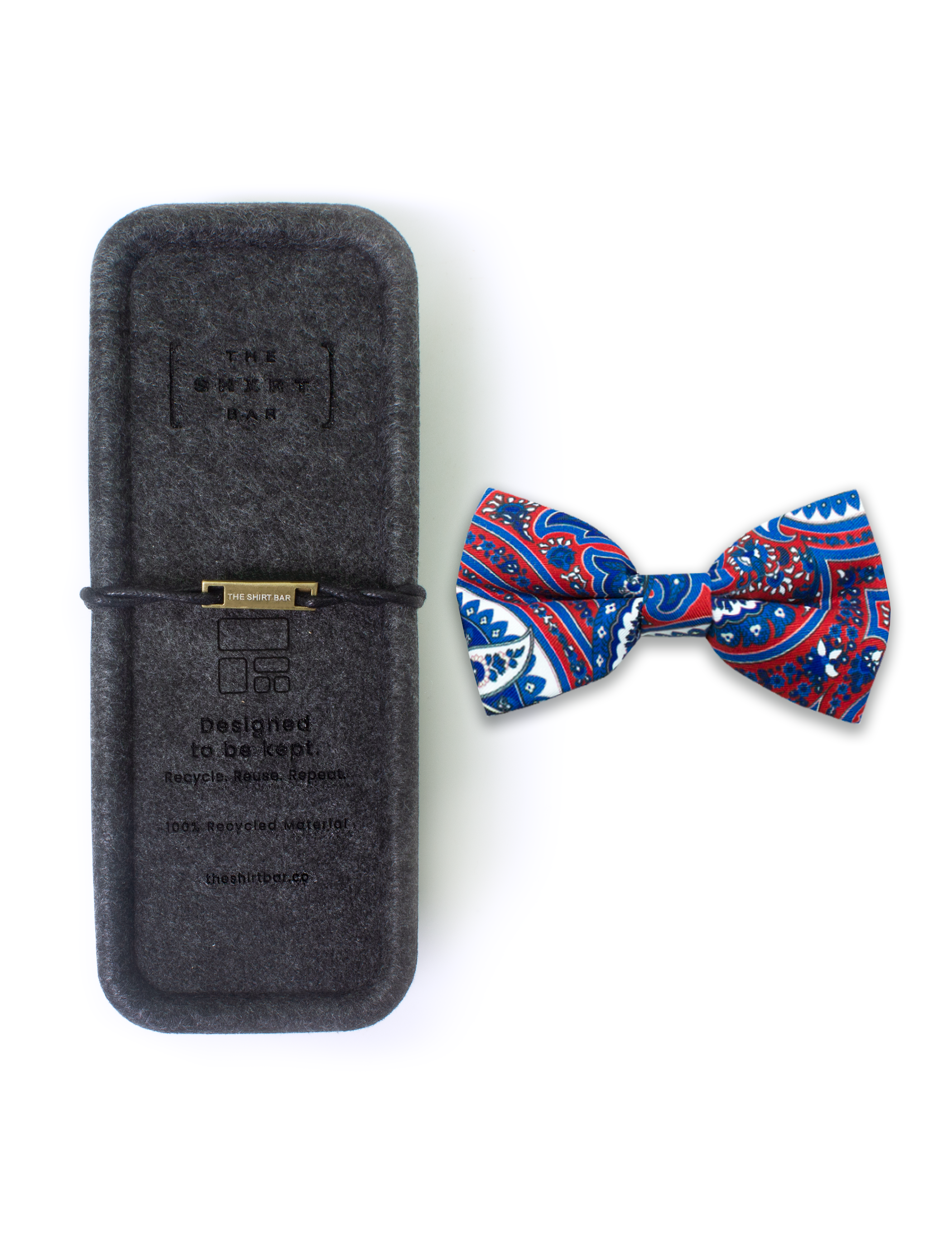 Red with Blue Paisley Print Woven Bowtie