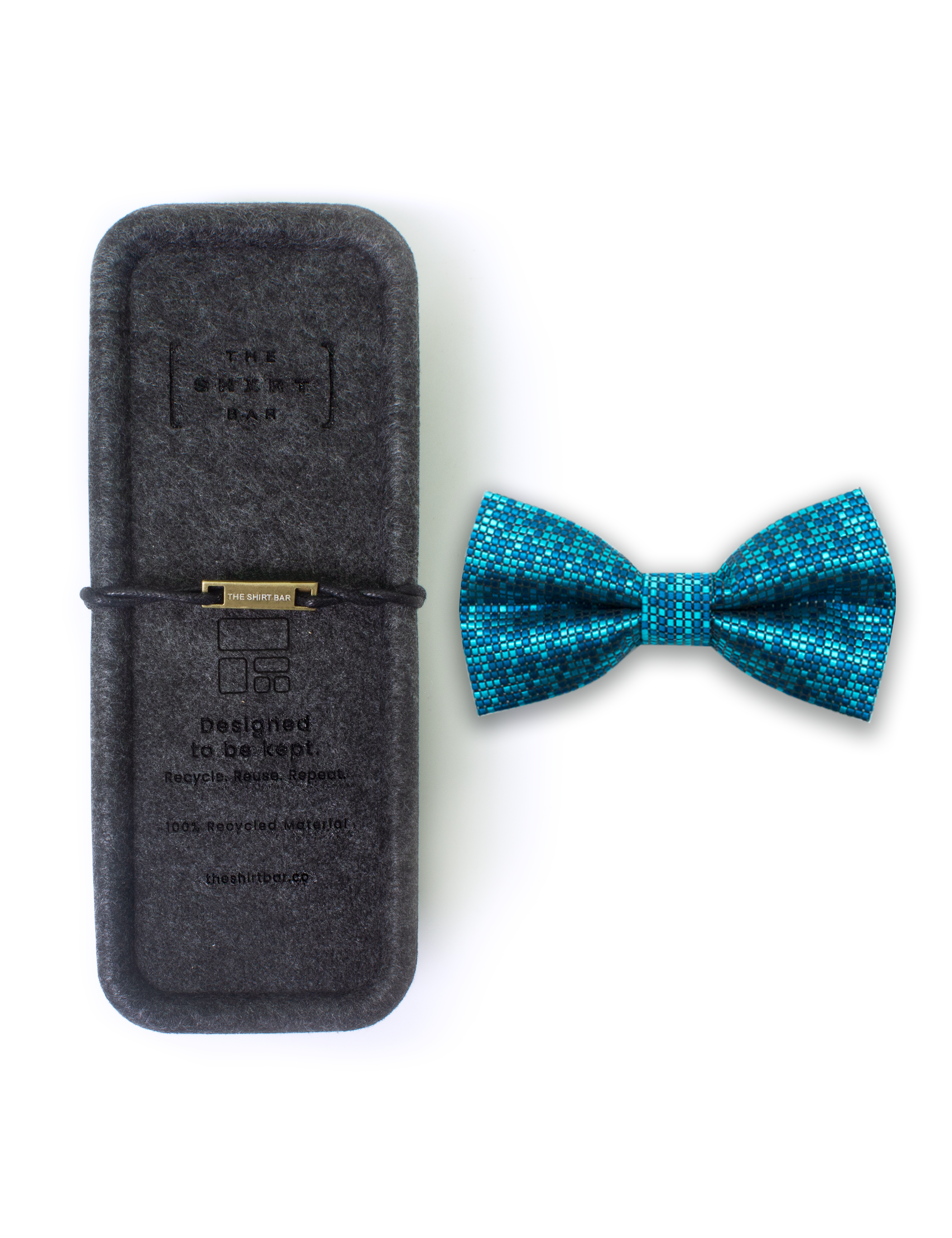 Turquoise Checks Woven Bowtie