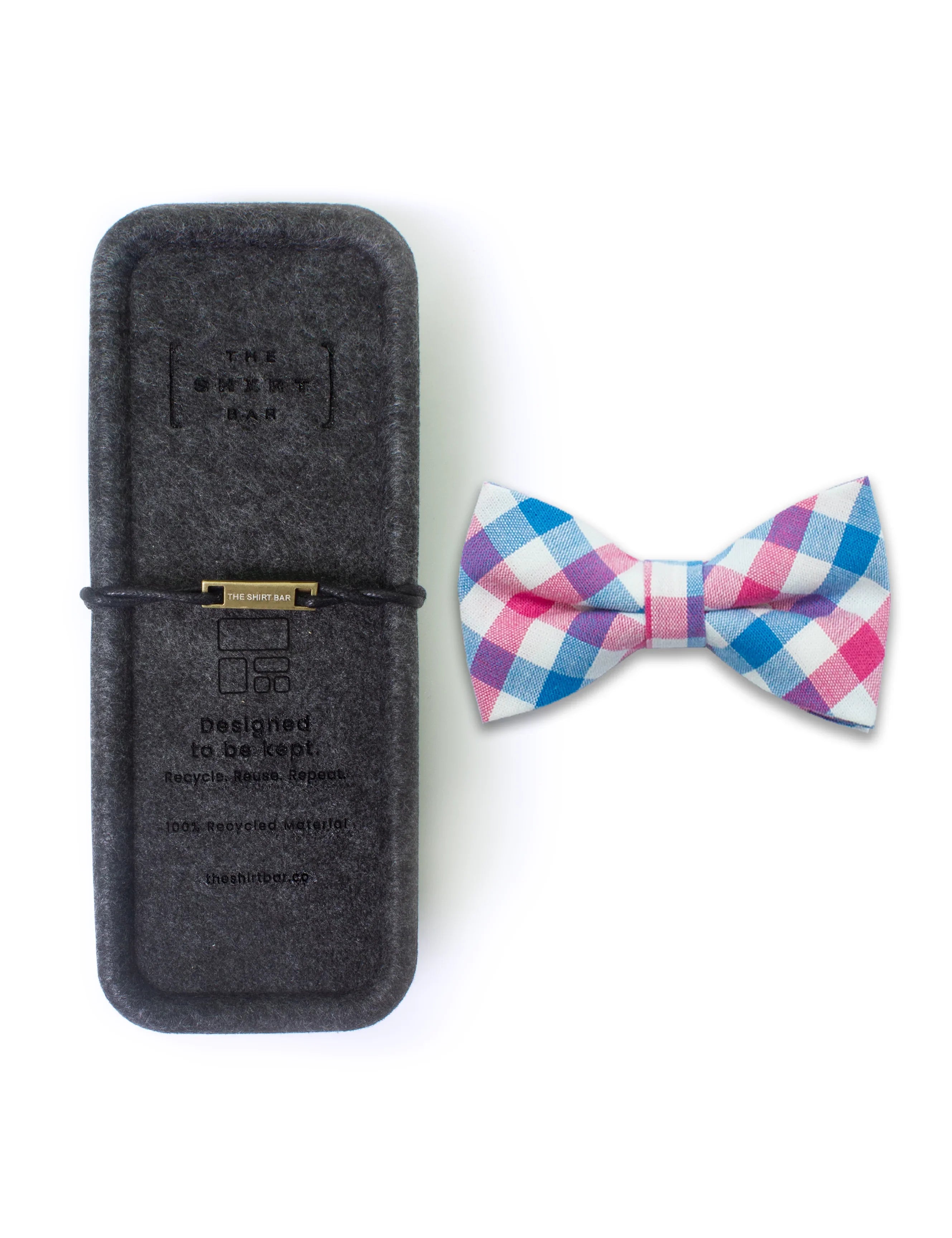 White/ Blue/ Pink Checks Woven Bowtie — The Shirt Bar