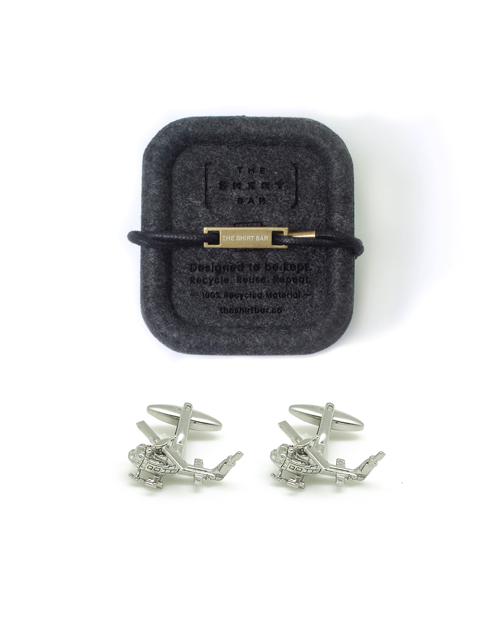 Silver Military Helicopter Cufflink