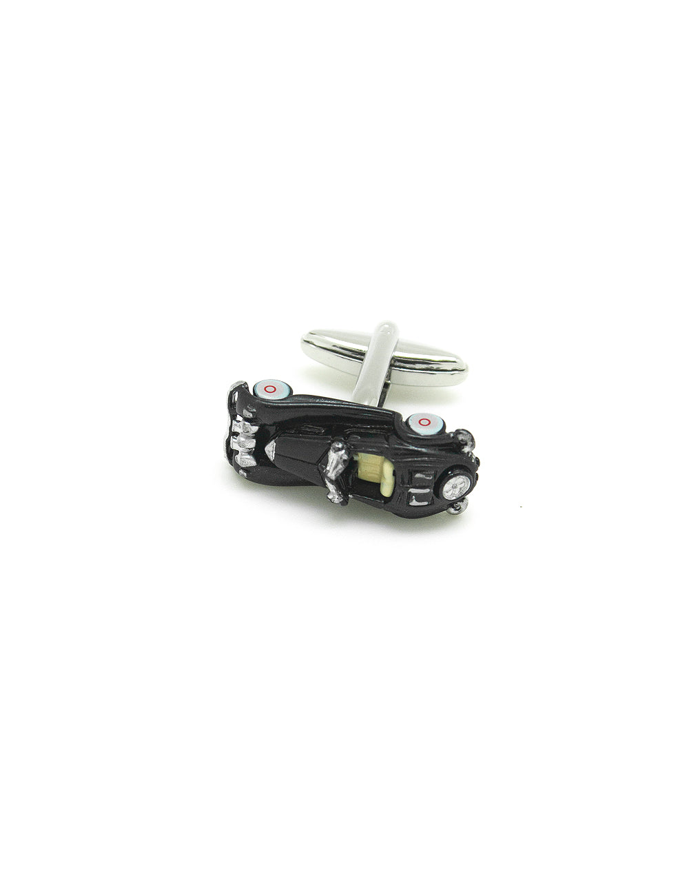 Black Racing Car with Yellow Seat Cufflink