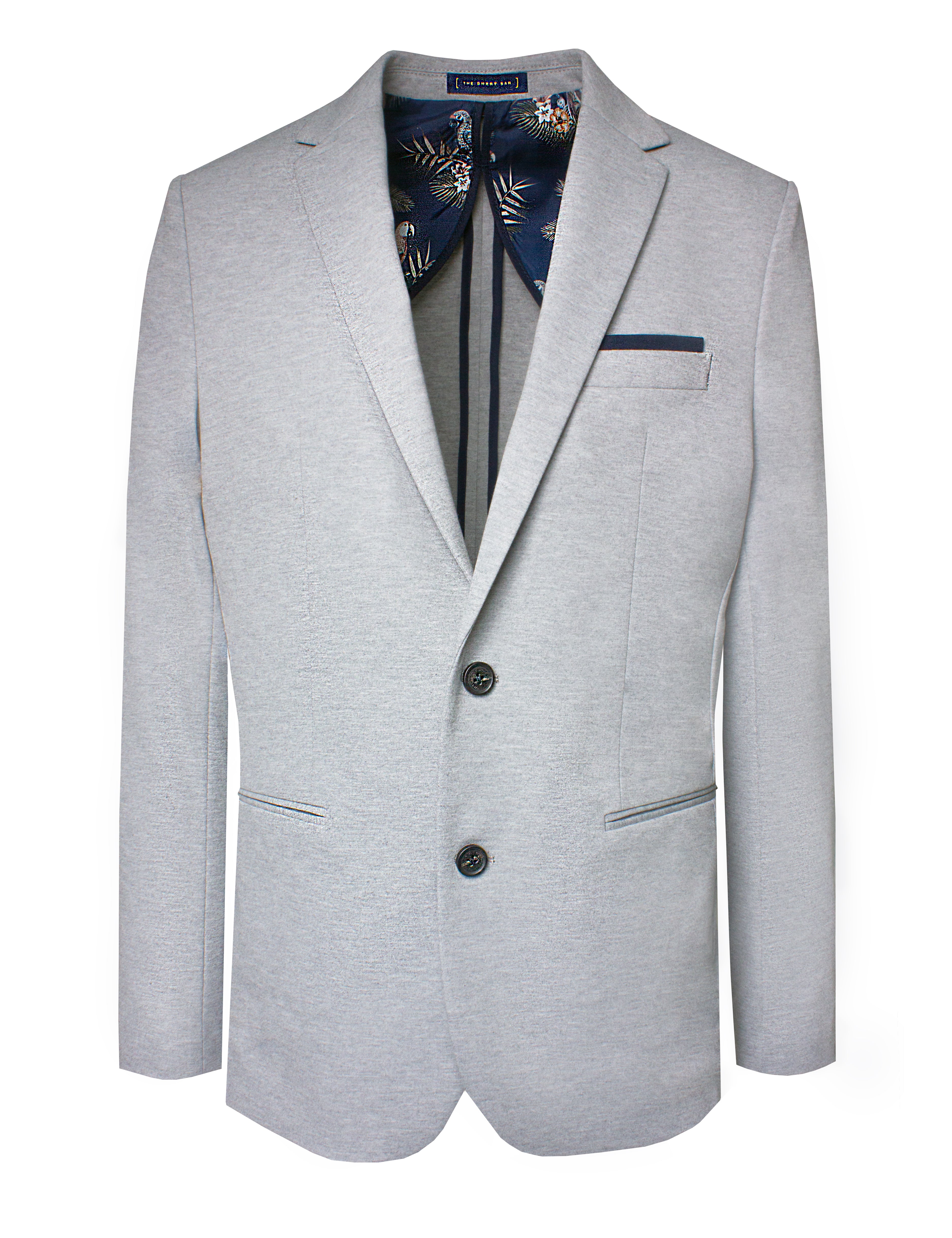 Grey Knitted Tailored Fit Blazer