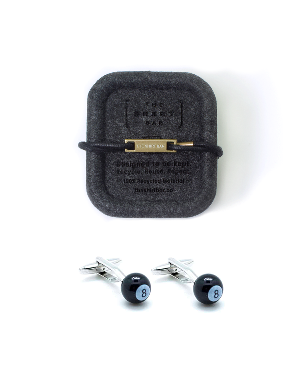 Black Pool Ball No. 8 Cufflink