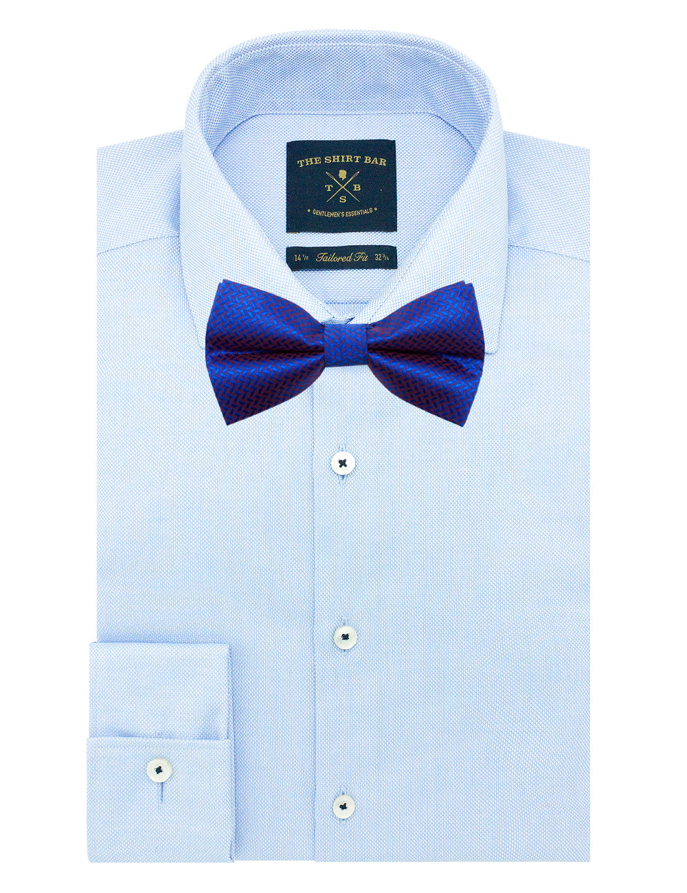 Blue Herringbone Woven Bowtie — The Shirt Bar