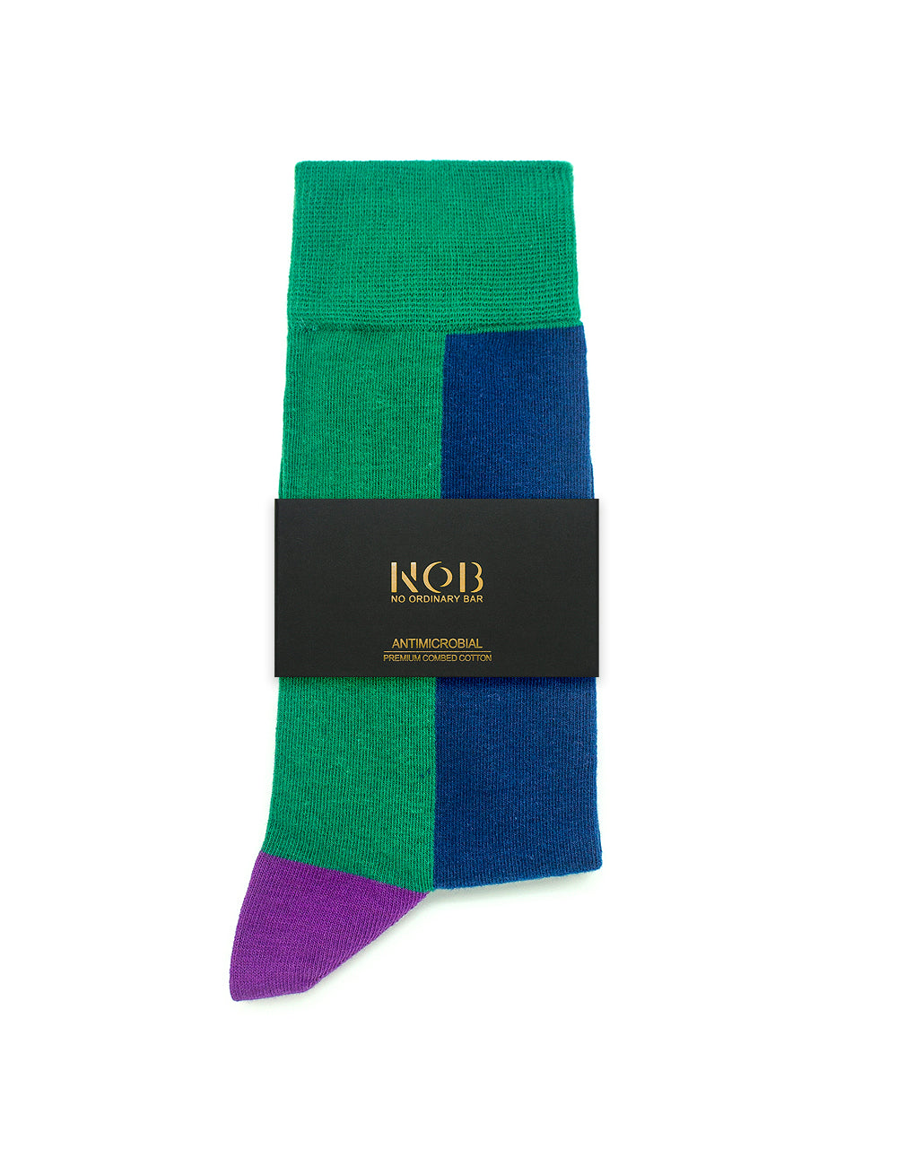 Blue & Green Contrast Crew Antimicrobial Socks