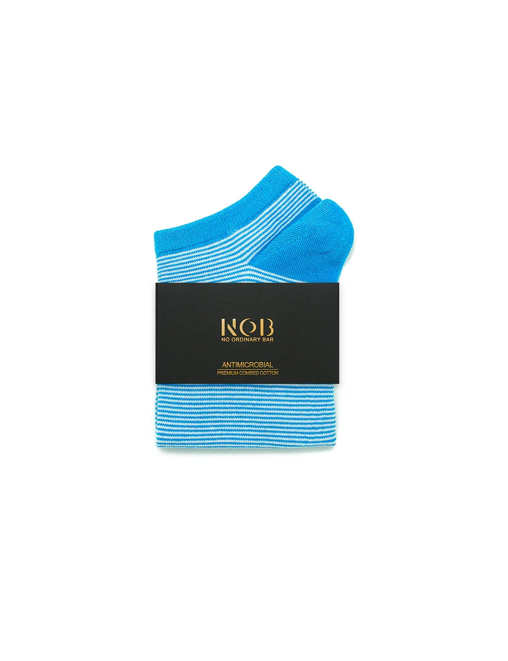 Blue & White Micro Stripes Ankle Antimicrobial Socks