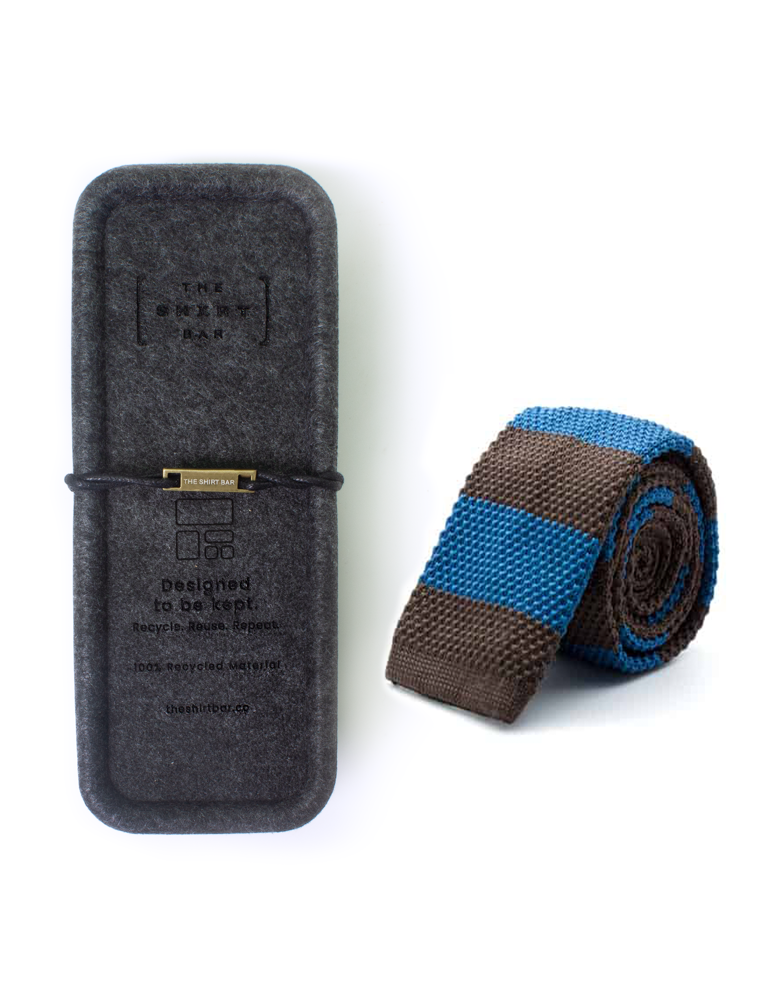 Blue and Brown Stripes Knitted Necktie