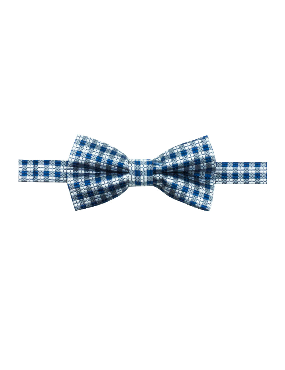 Blue and Grey Checks Woven Bowtie