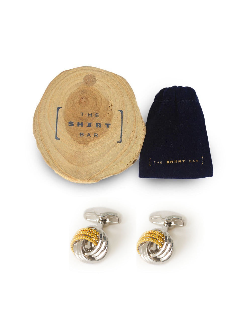 Classic Silver and Gold 3 Stripes Knot Cufflink