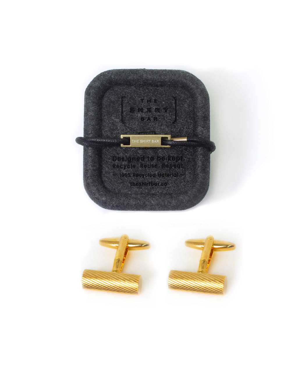 Classic Gold Barrel with Slash Pattern Cufflink