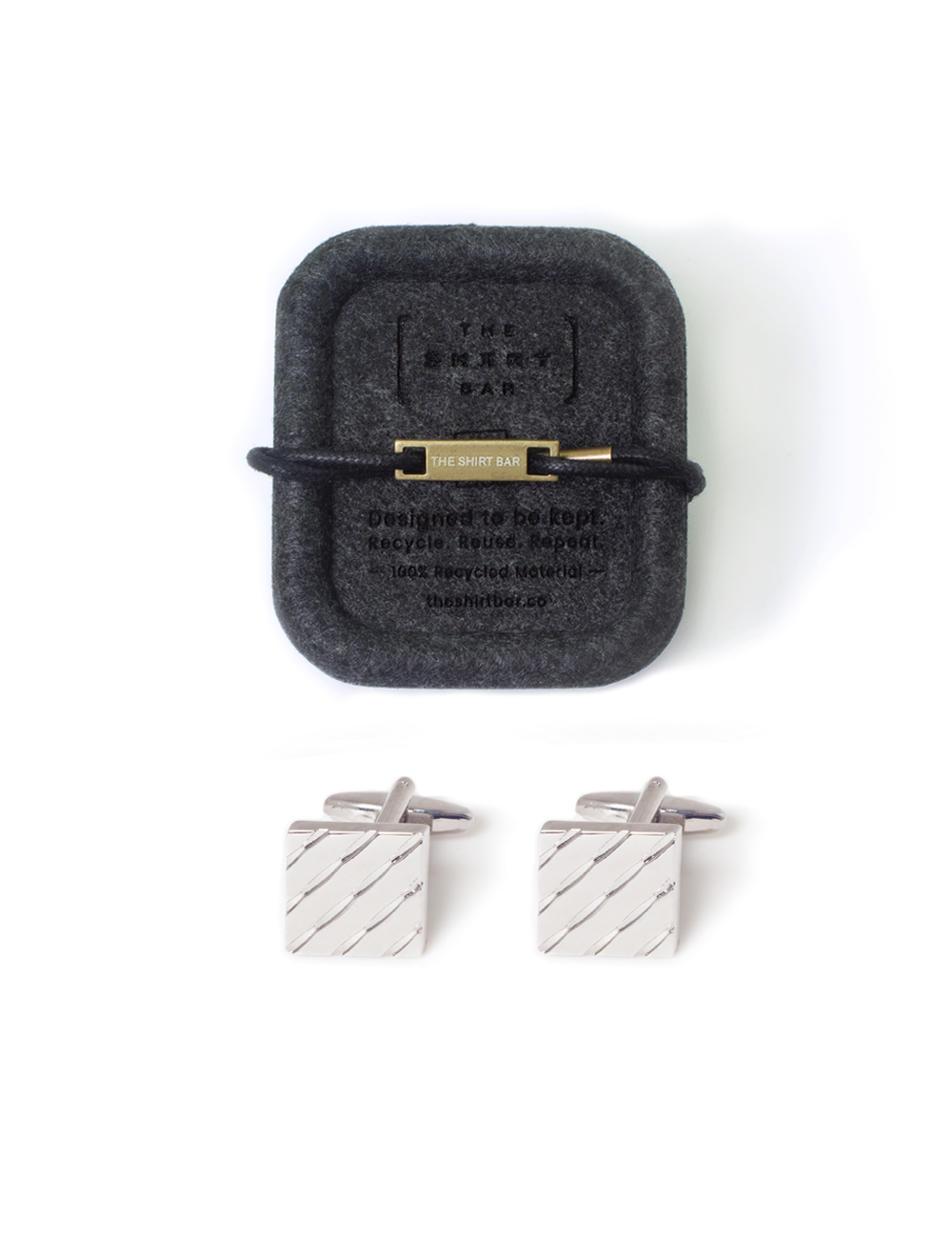 Classic Silver Square with Slash Pattern Cufflink