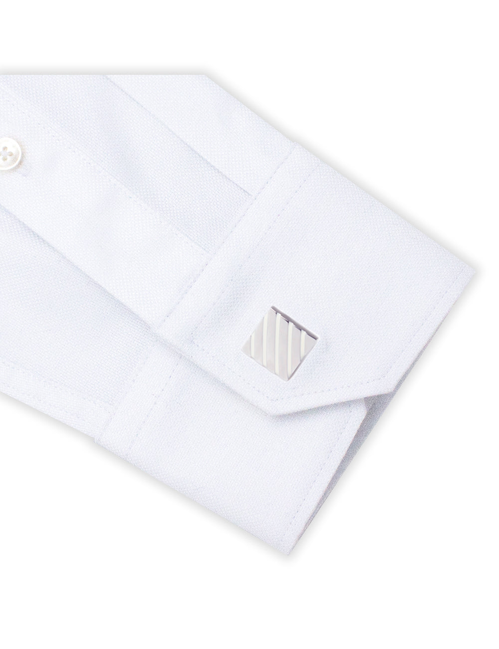 White and Silver Enamel Slash Cufflink
