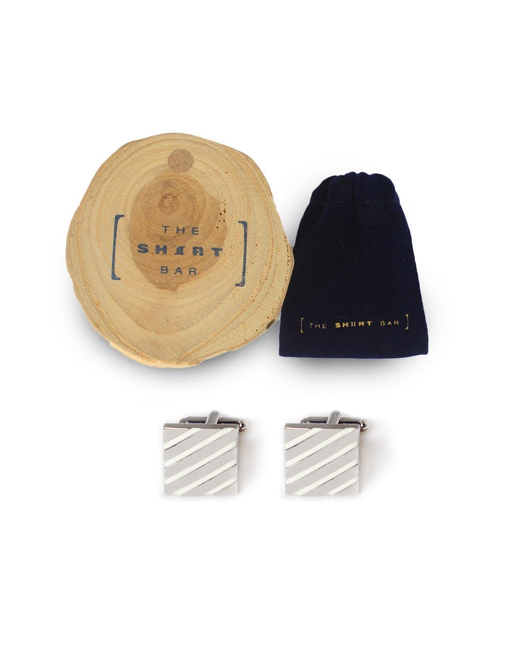 White and Silver Enamel Slash Cufflink