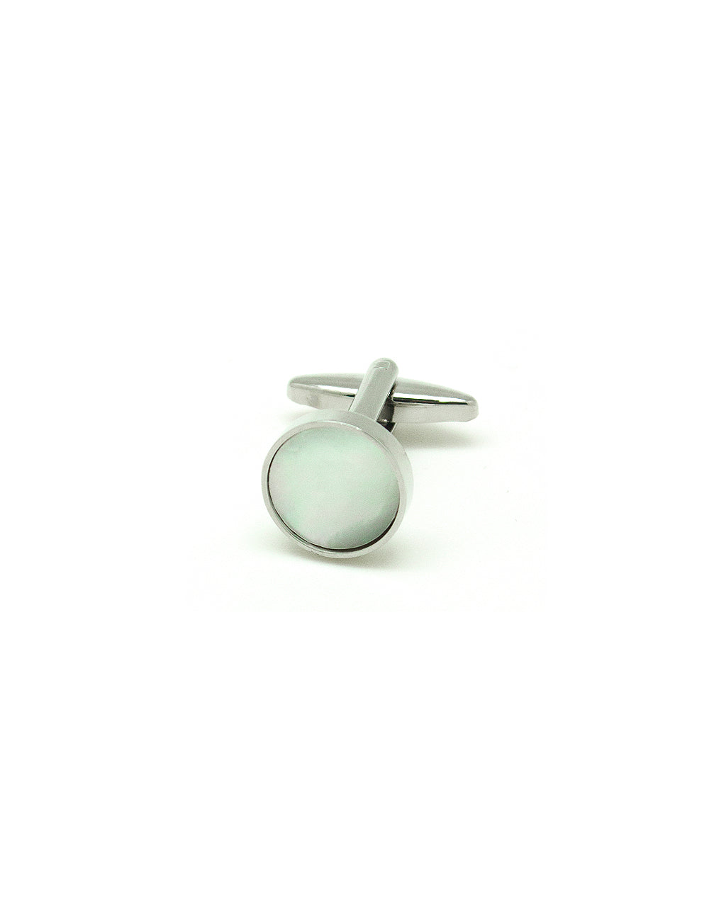 Grey Pearl in Silver Round Cufflink