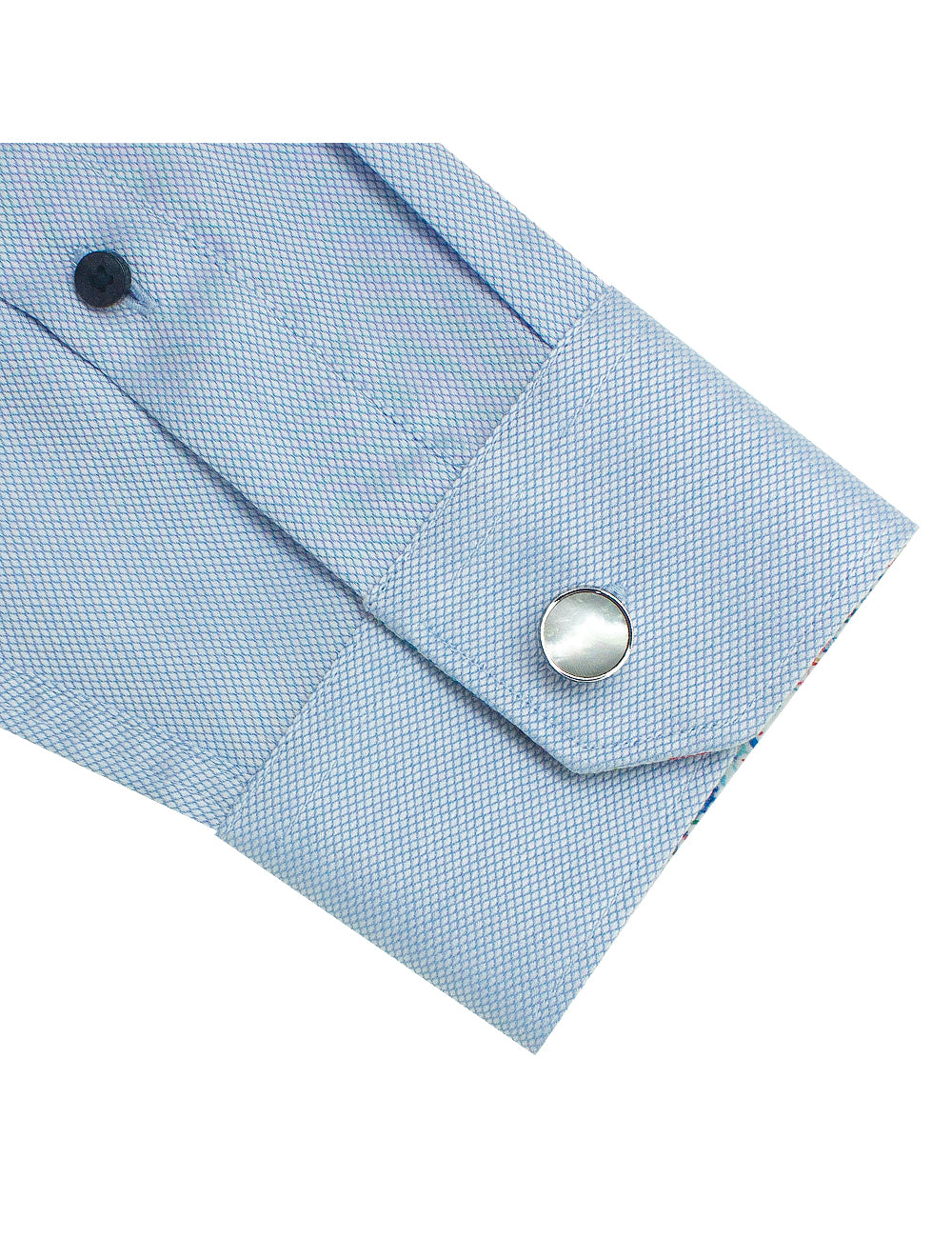 Grey Pearl in Silver Round Cufflink