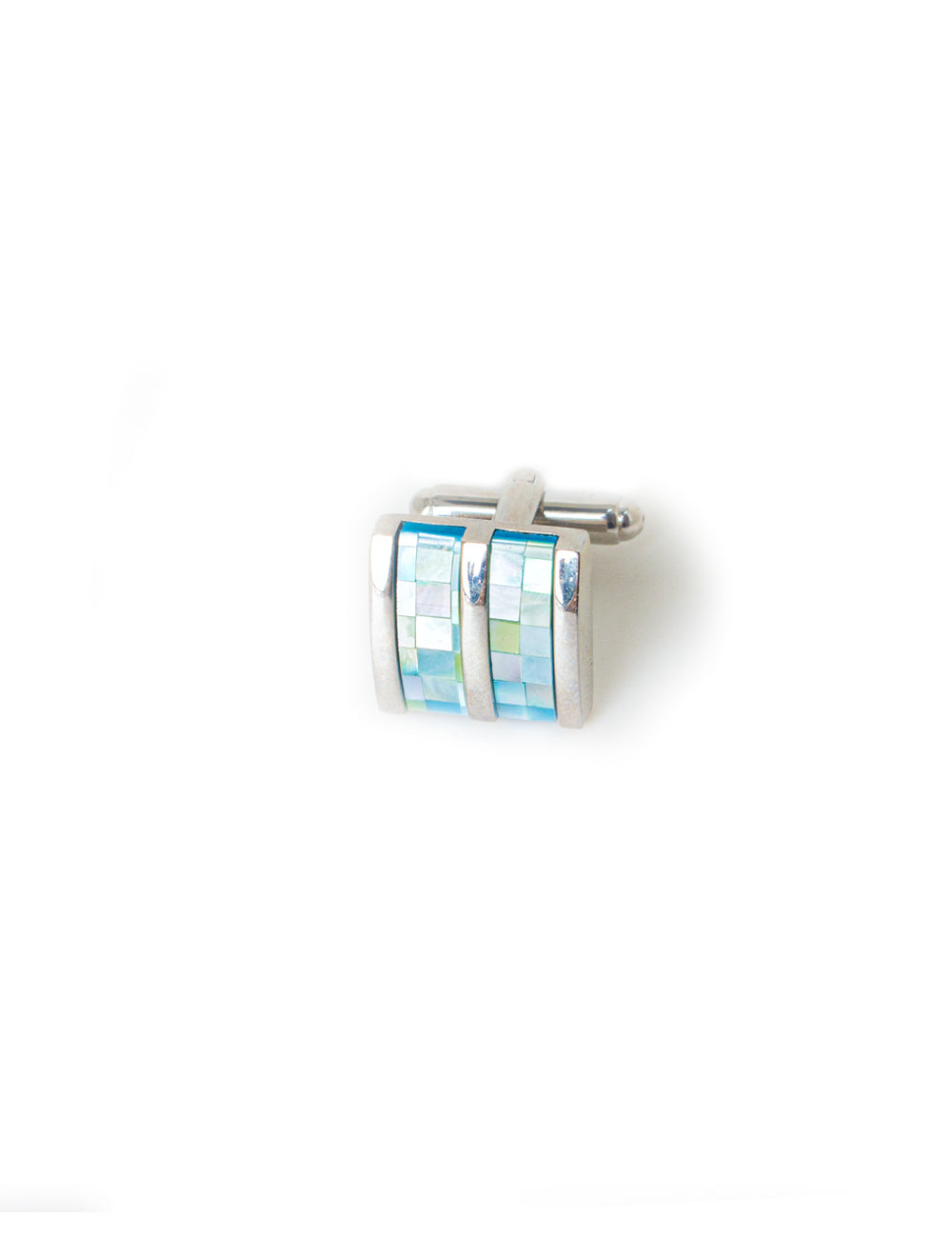 Rectangle Vertical Blue Pearl Tiles Cufflink
