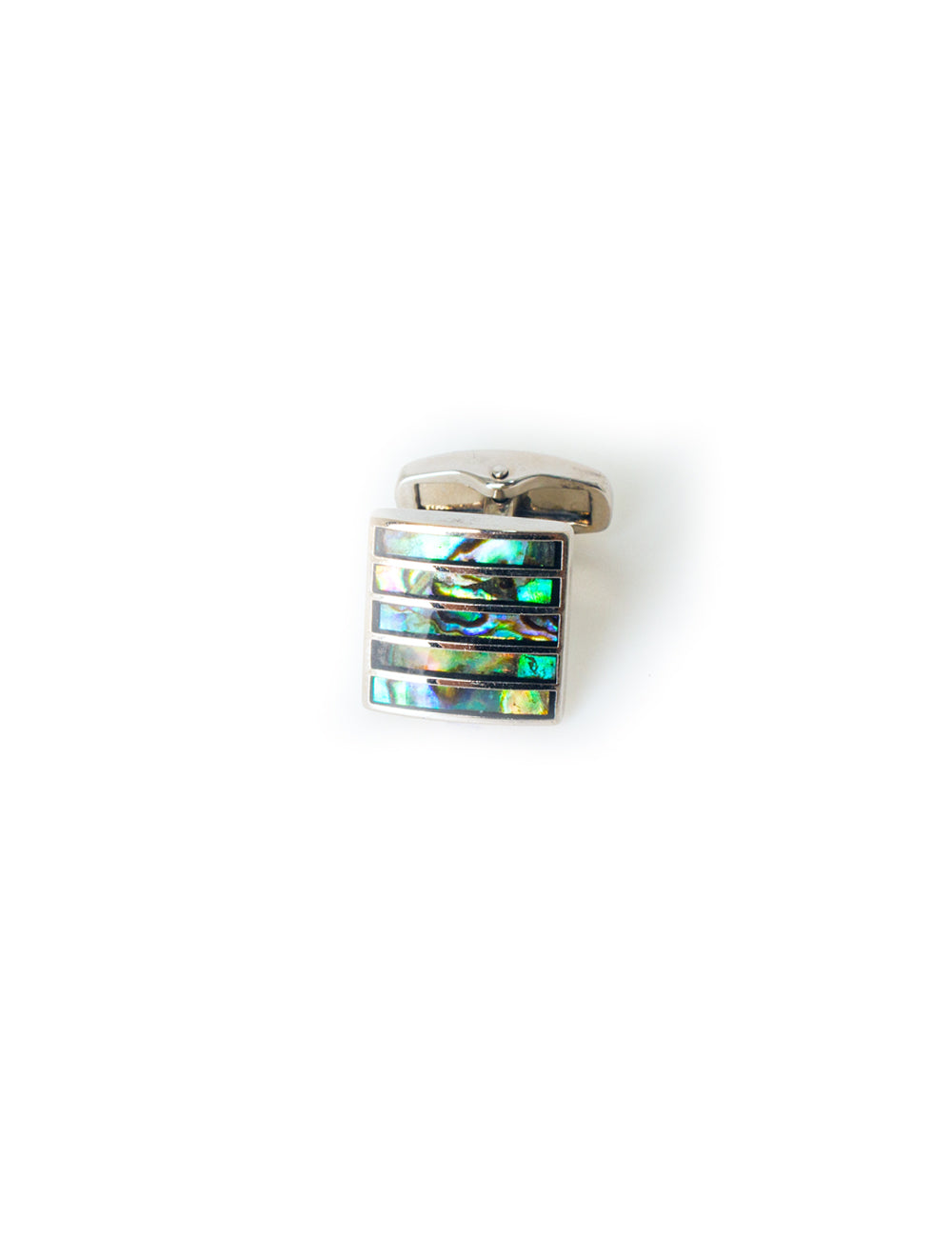 Muticolor Abalone Shell in Silver Lines Cufflink