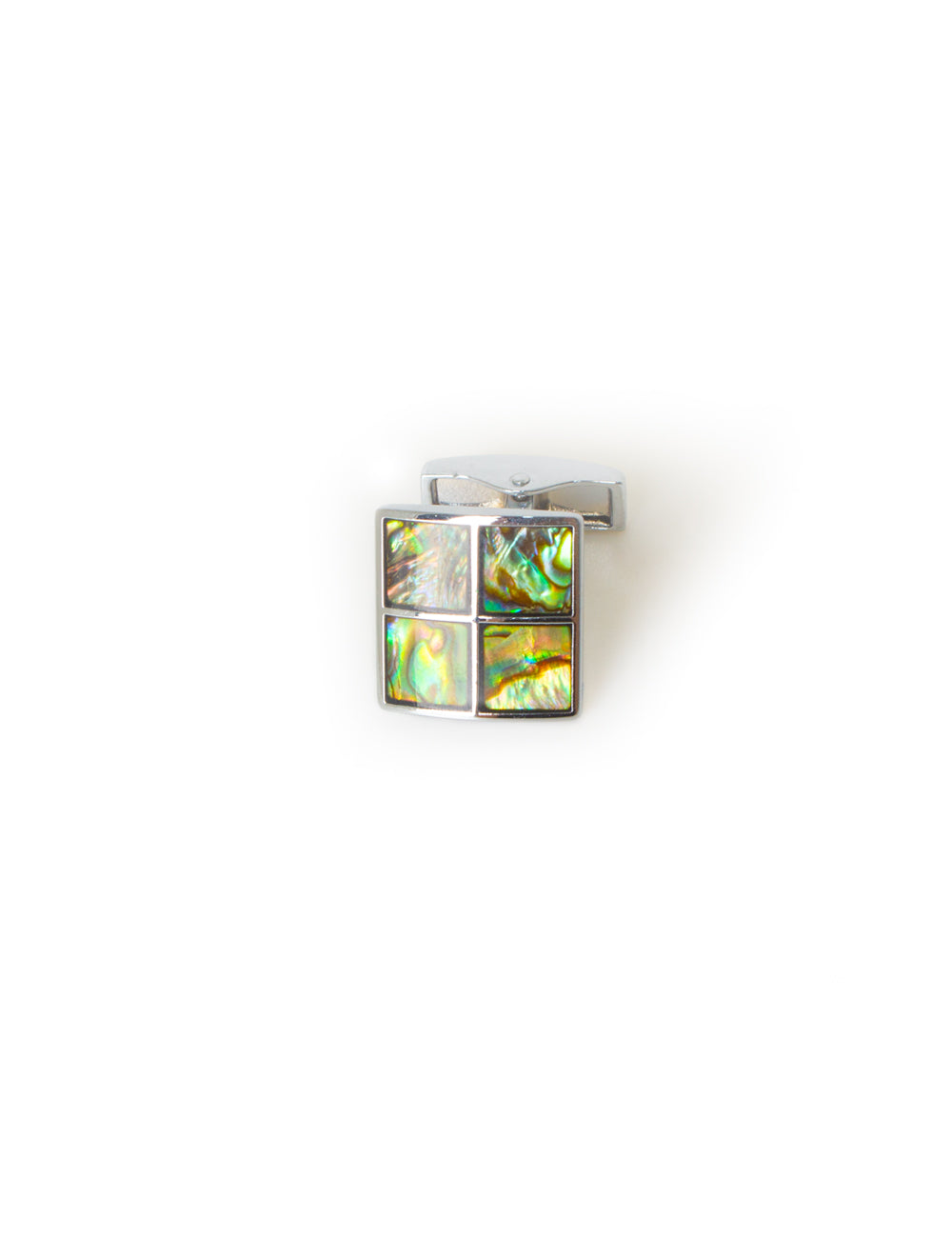 Muticolor Abalone Shell in Silver Tiles Cufflink