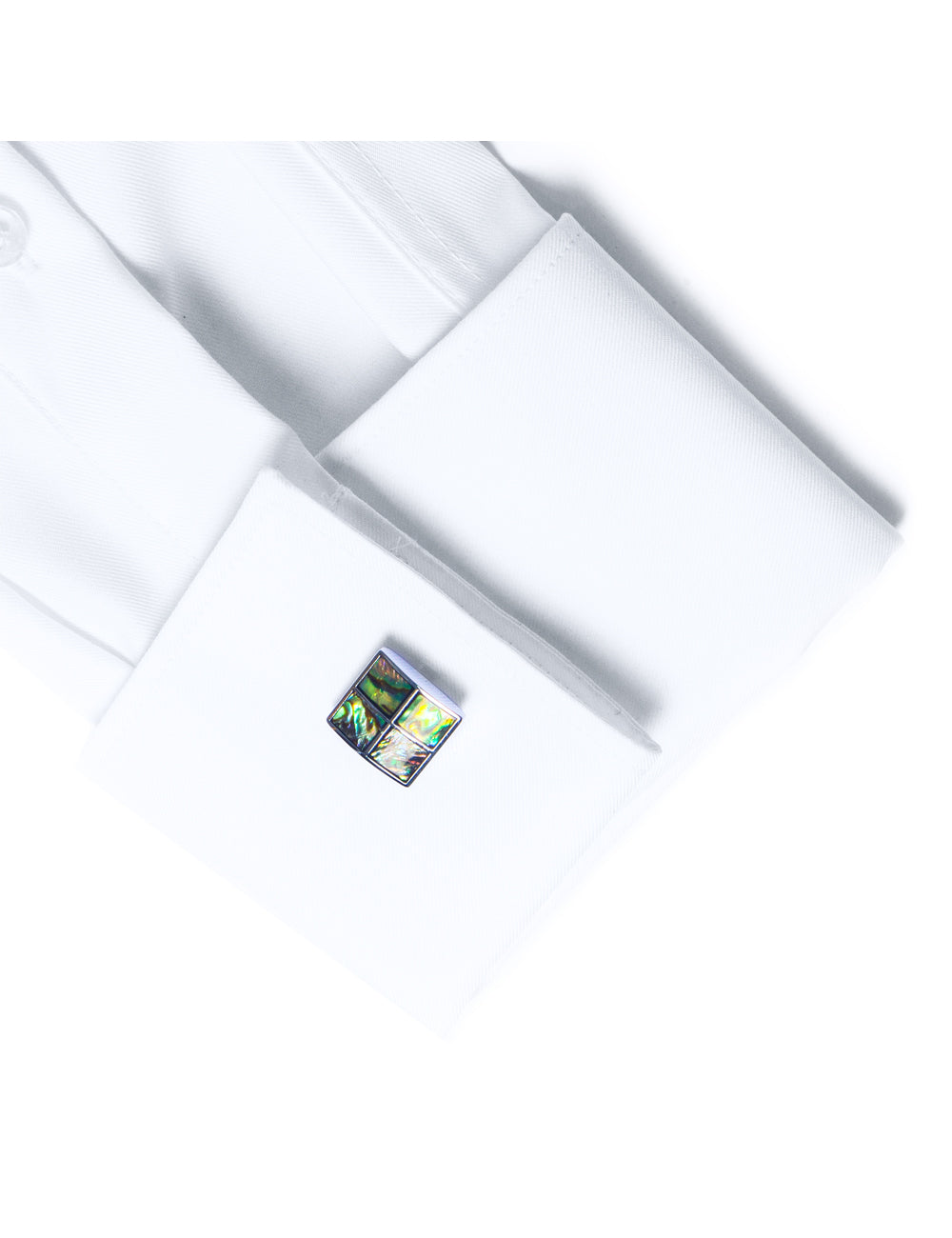 Muticolor Abalone Shell in Silver Tiles Cufflink